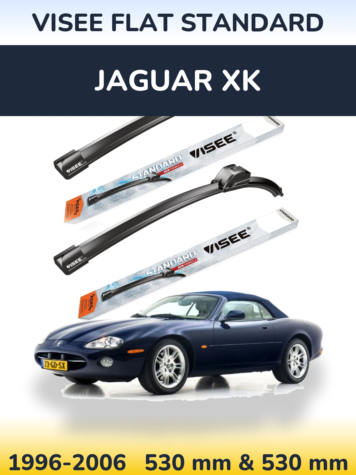 Комплект передних дворников VISEE FLAT STANDARD 530 & 530 мм для Jaguar XK 1996-2006