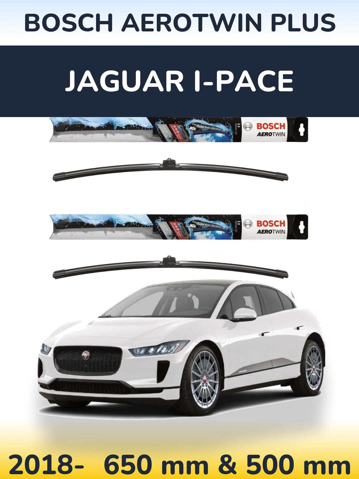 Комплект передних дворников BOSCH AeroTwin Plus 650 & 500 мм для Jaguar I-Pace 2018-2026