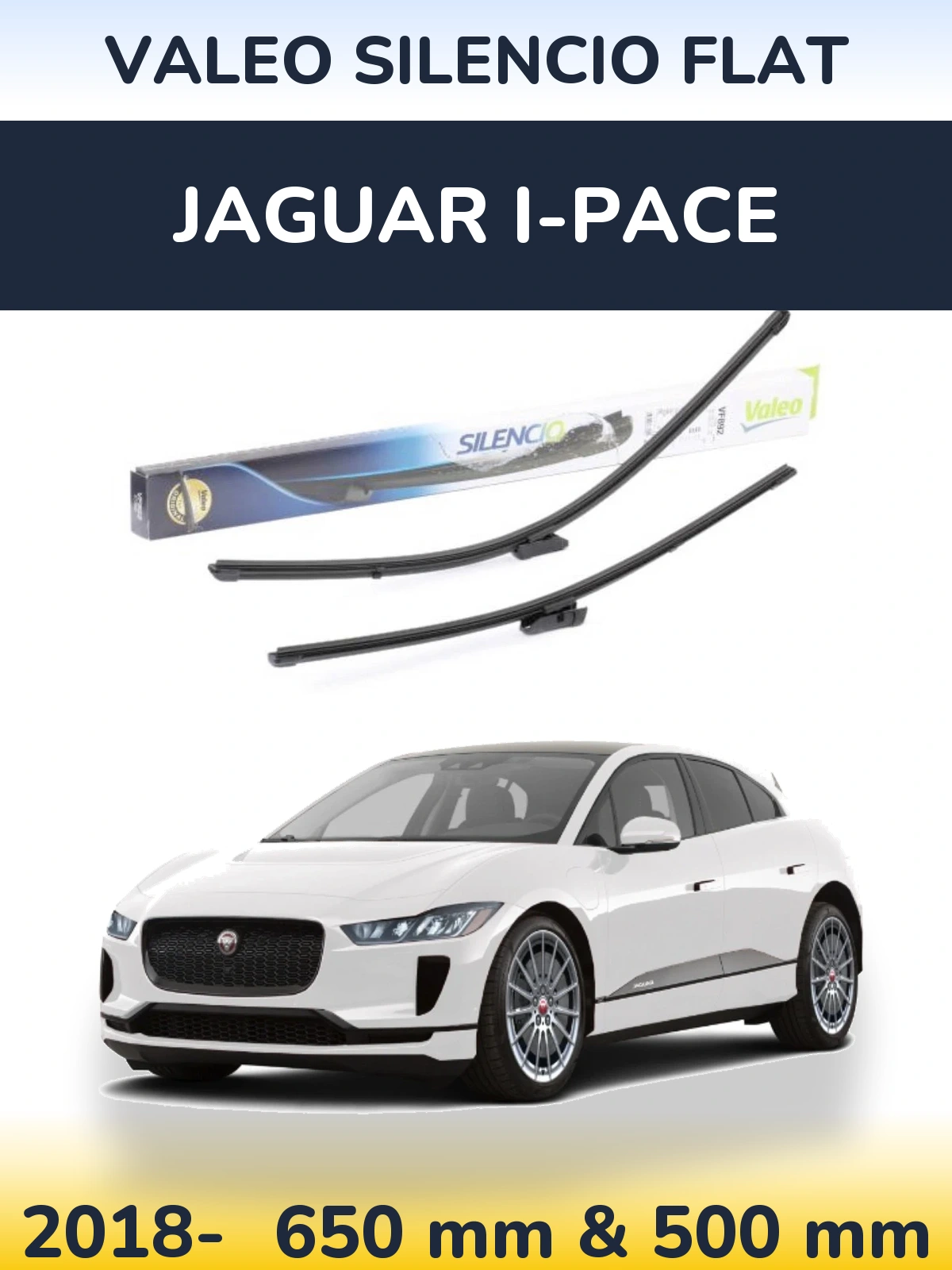 Комплект передних дворников Valeo Silencio Flat 630 & 500 мм для Jaguar I-Pace 2018-2026