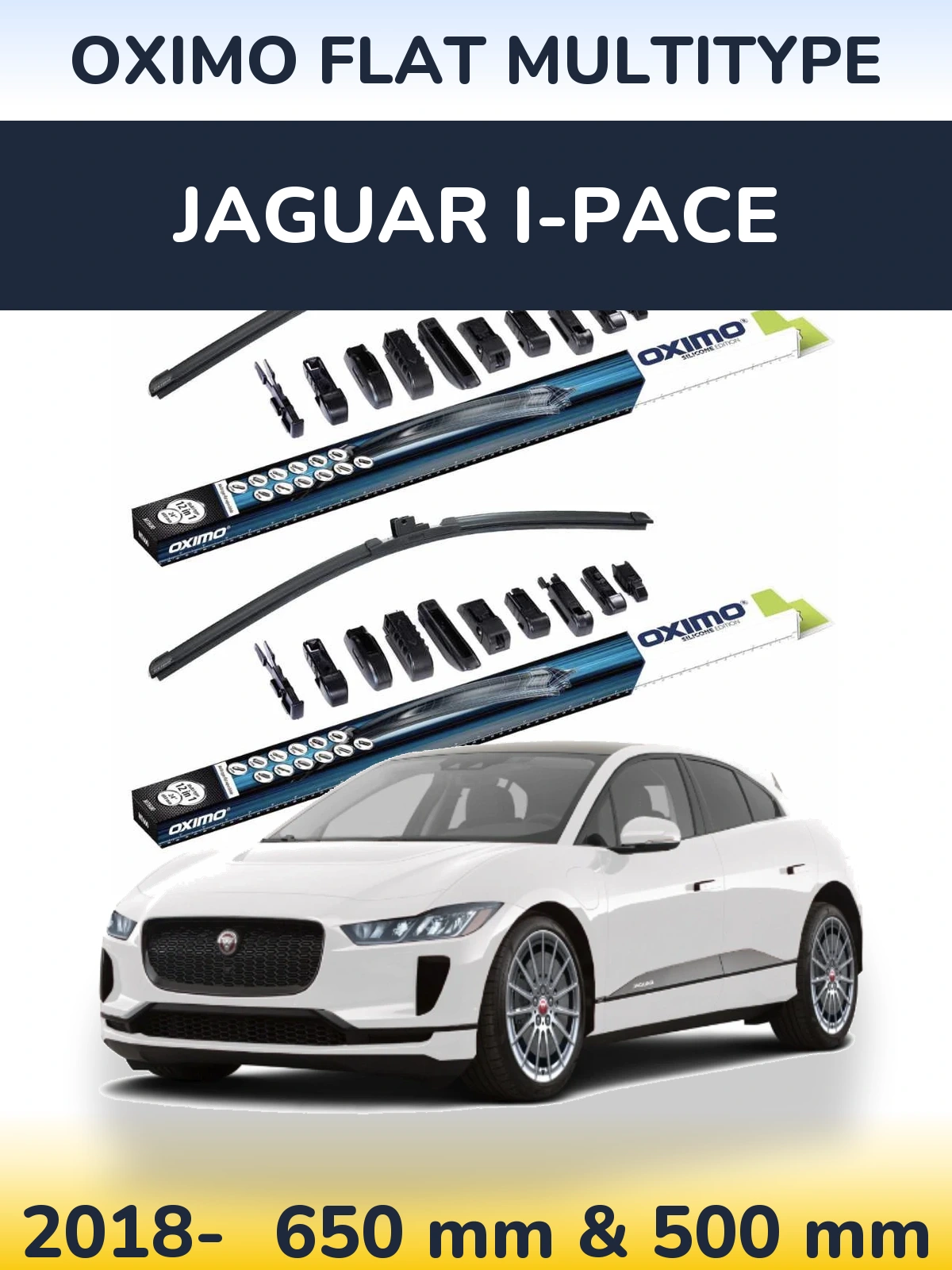 Комплект передних дворников Oximo Flat MultiТипe 650 & 500 мм для Jaguar I-Pace 2018-2026