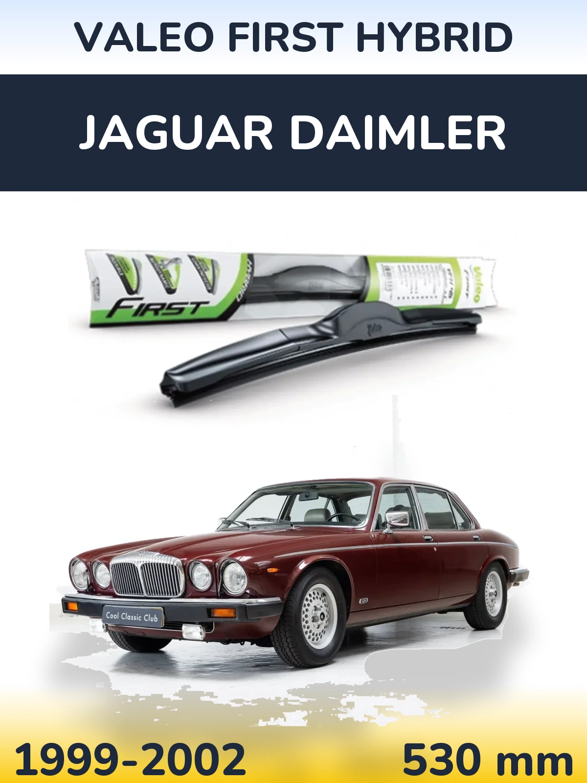 Front wiper blade Valeo First Hybrid 530 mm for Jaguar Daimler 1999-2002