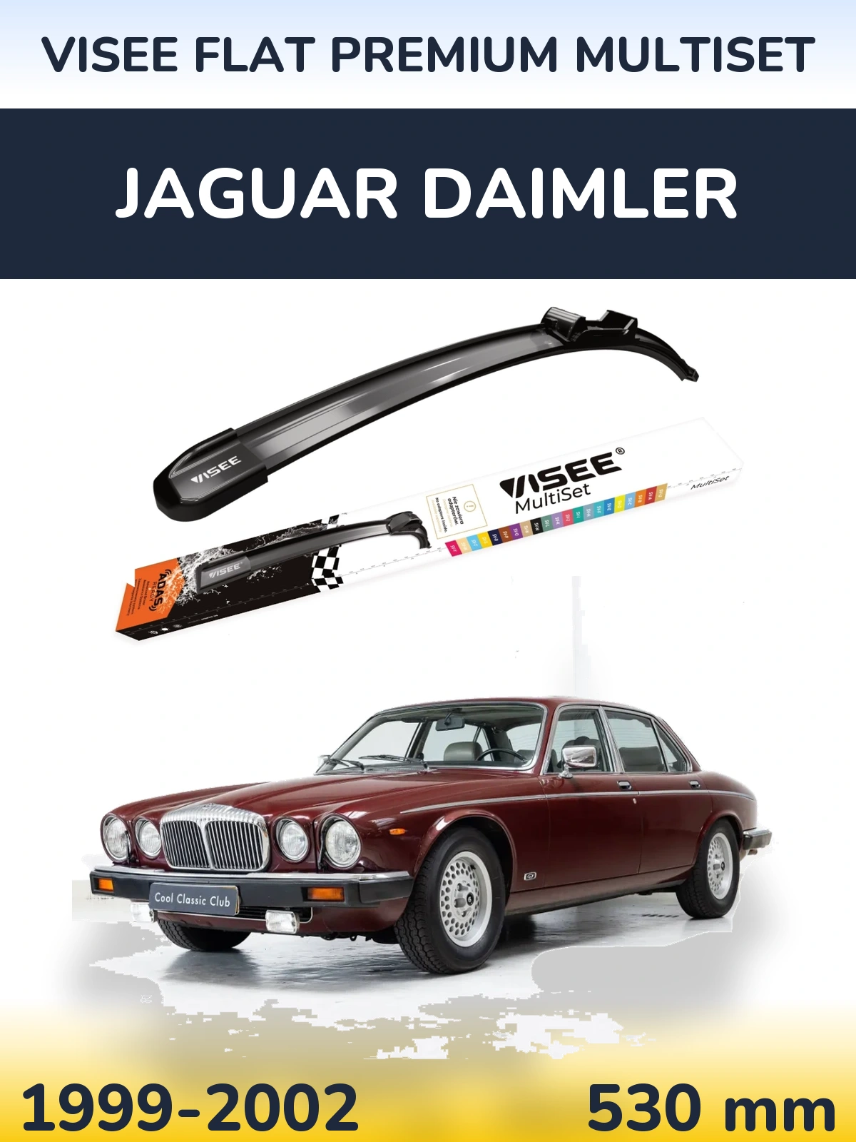 Front wiper blade VISEE FLAT PREMIUM MultiSet 530 mm for Jaguar Daimler 1999-2002