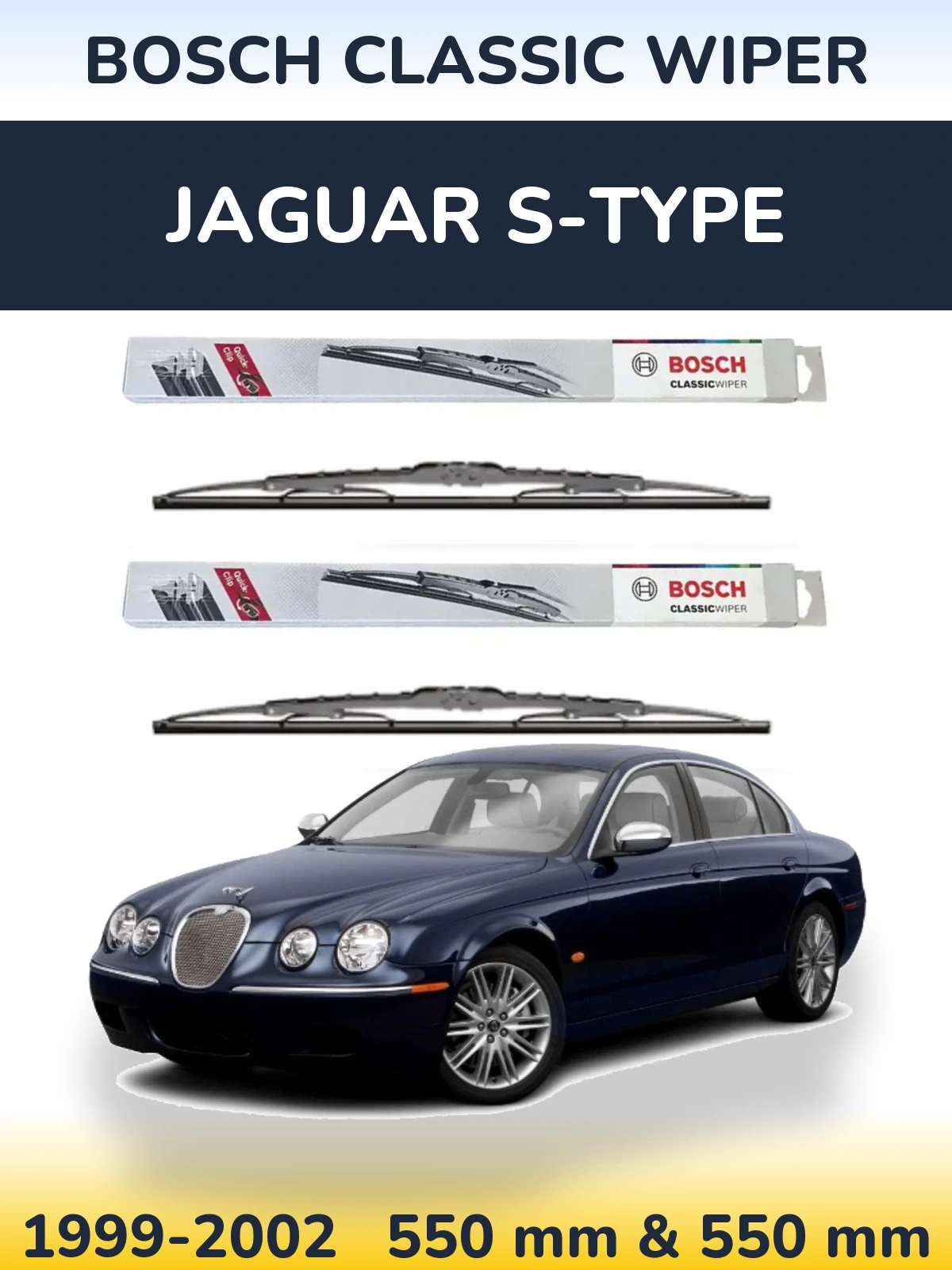 Комплект передних дворников BOSCH Classic Wiper 550 & 550 мм для Jaguar S-Типe 1999-2002
