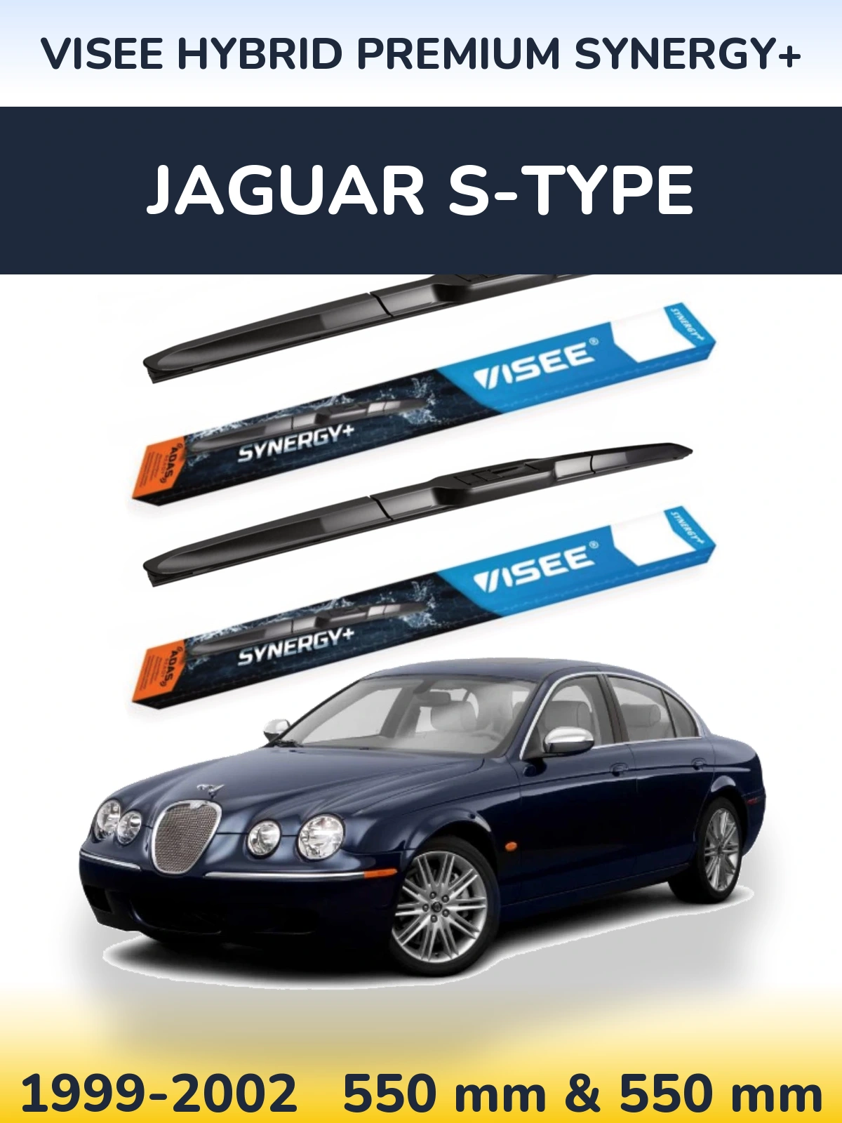 Komplet przednich wycieraczek VISEE HYBRID PREMIUM SYNERGY+ 550 & 550 mm do Jaguar S-Type 1999-2002
