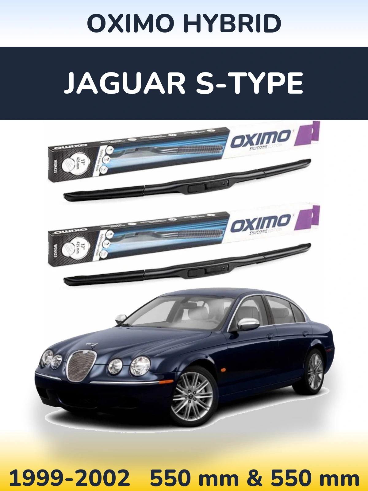 Комплект передних дворников Oximo Hybrid 550 & 550 мм для Jaguar S-Типe 1999-2002