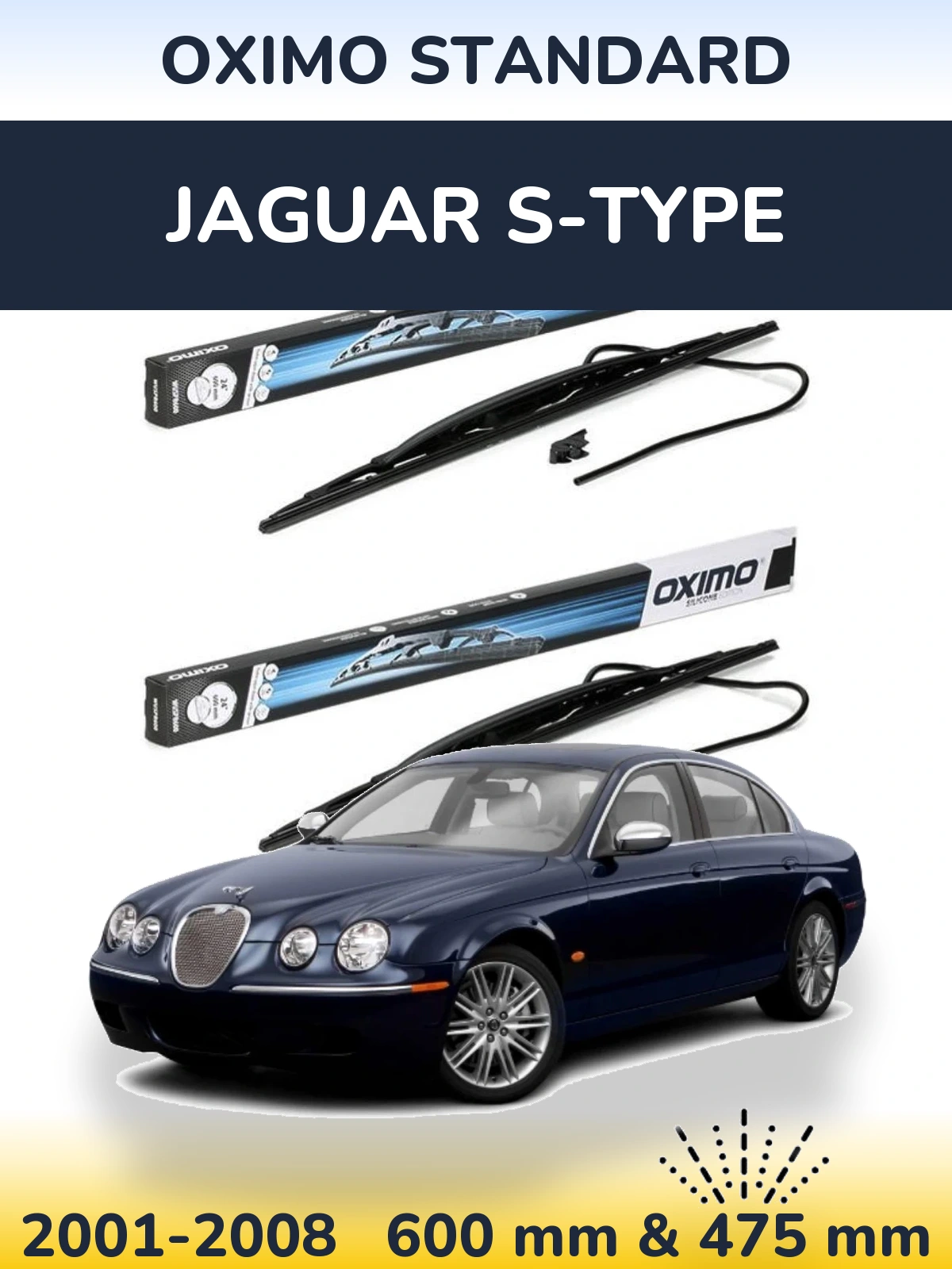Komplet przednich wycieraczek Oximo Standard 600 & 450 mm do Jaguar S-Type 2001-2008