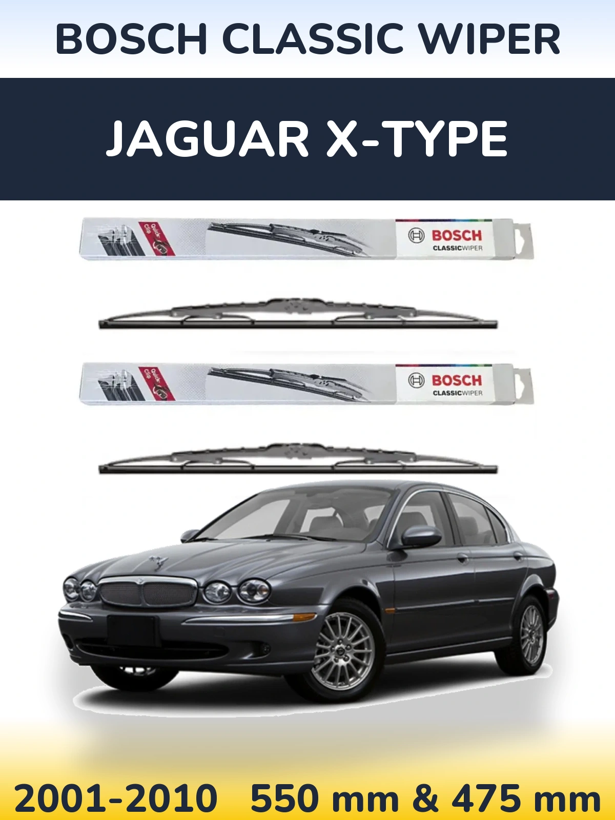 Komplet przednich wycieraczek BOSCH Classic Wiper 550 & 475 mm do Jaguar X-Type 2001-2010