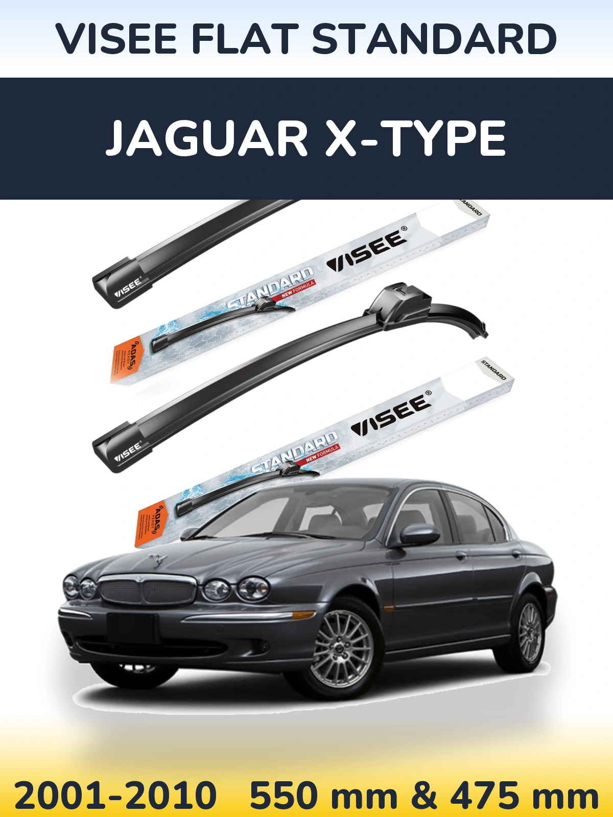 Komplet przednich wycieraczek VISEE FLAT STANDARD 550 & 475 mm do Jaguar X-Type 2001-2010