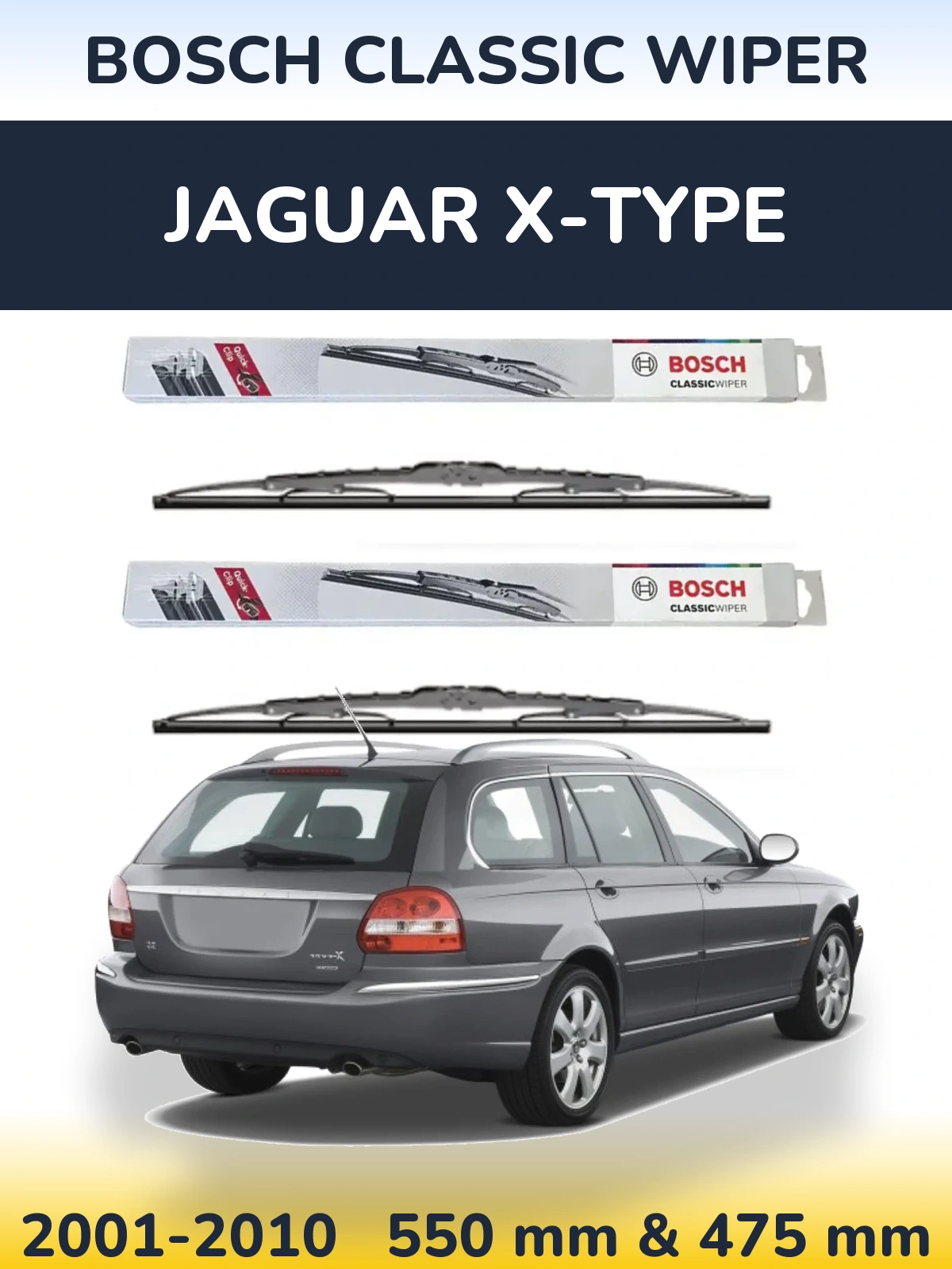 Komplet przednich wycieraczek BOSCH Classic Wiper 550 & 475 mm do Jaguar X-Type 2001-2010
