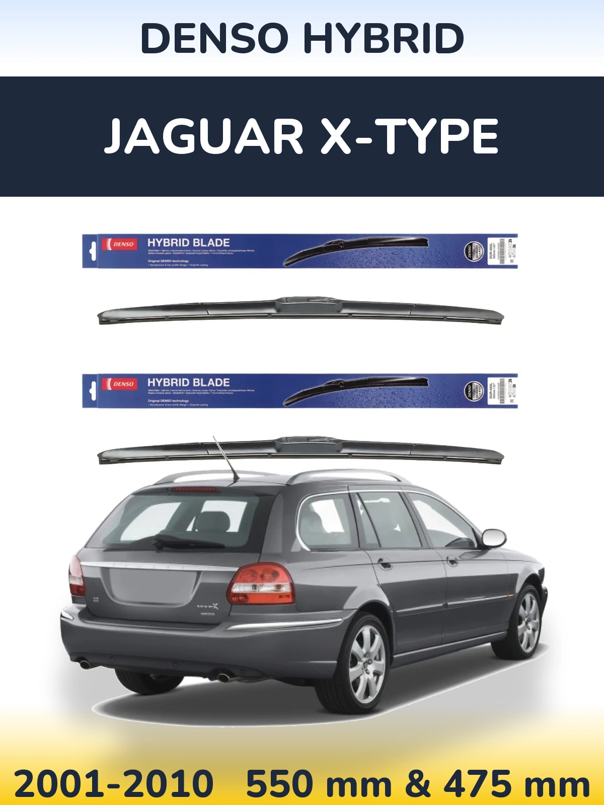 Комплект передніх щіток Denso Hybrid 550 & 475 мм для Jaguar X-Типe 2001-2010
