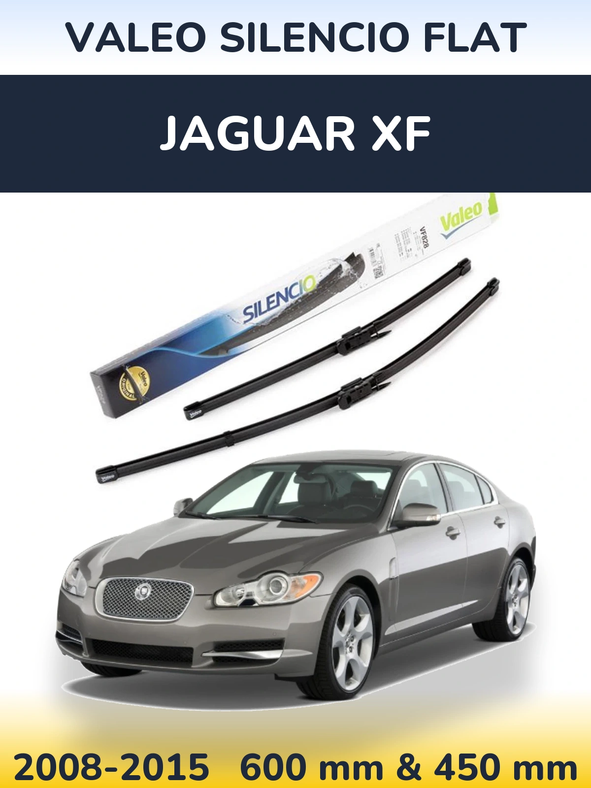 Komplet przednich wycieraczek Valeo Silencio Flat 600 & 450 mm do Jaguar XF 2008-2015