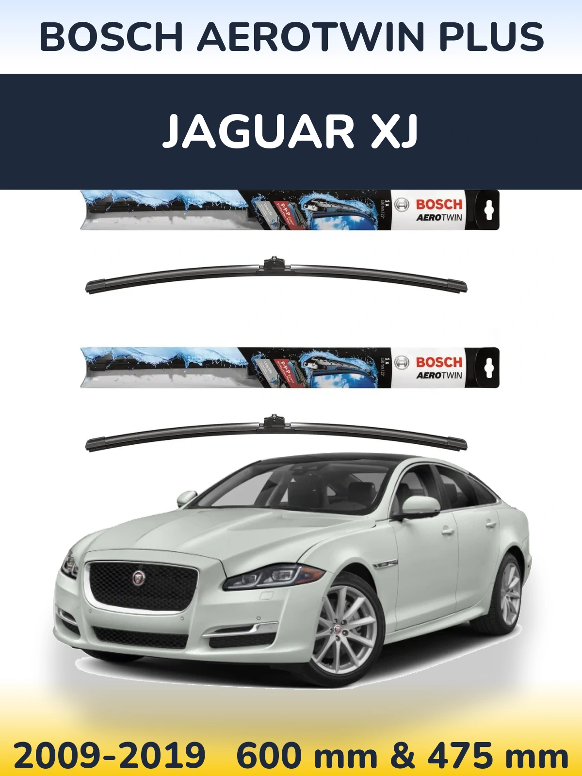 Komplet przednich wycieraczek BOSCH AeroTwin Plus 600 & 475 mm do Jaguar XJ 2009-2019