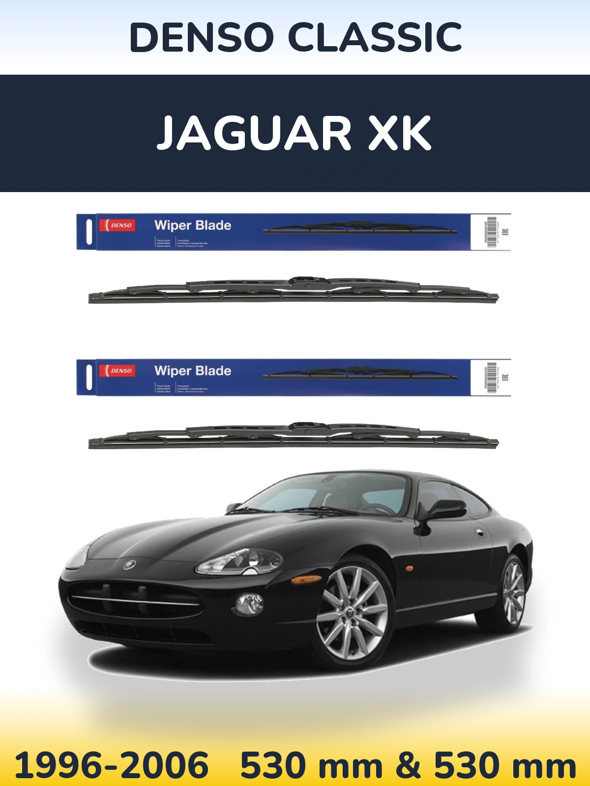 Front wiper blade set Denso Classic 530 & 530 mm for Jaguar XK 1996-2006