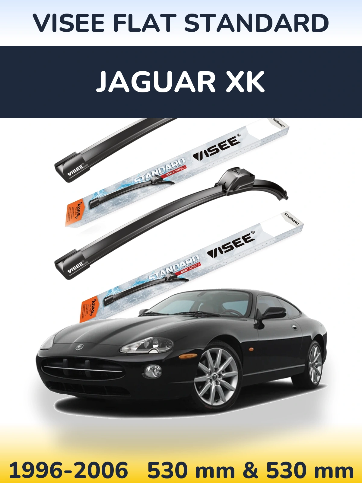 Комплект передних дворников VISEE FLAT STANDARD 530 & 530 мм для Jaguar XK 1996-2006