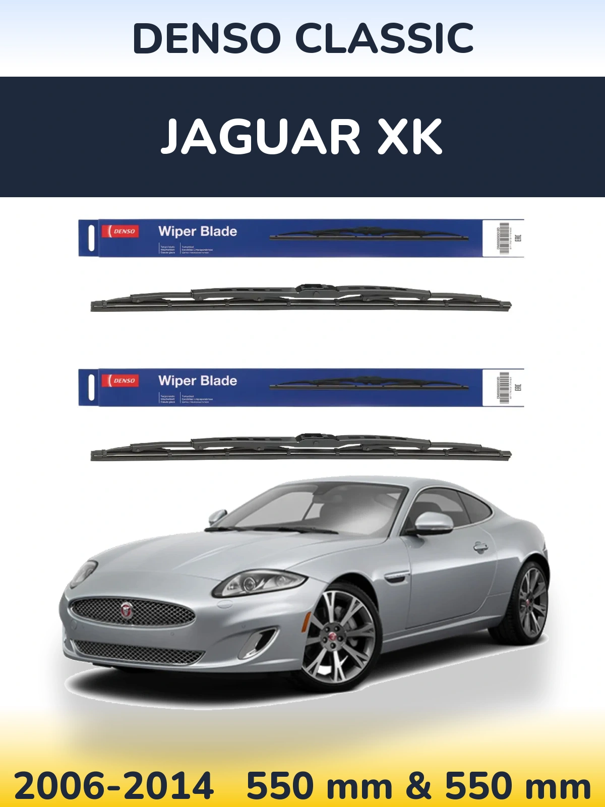 Front wiper blade set Denso Classic 550 & 550 mm for Jaguar XK 2006-2014