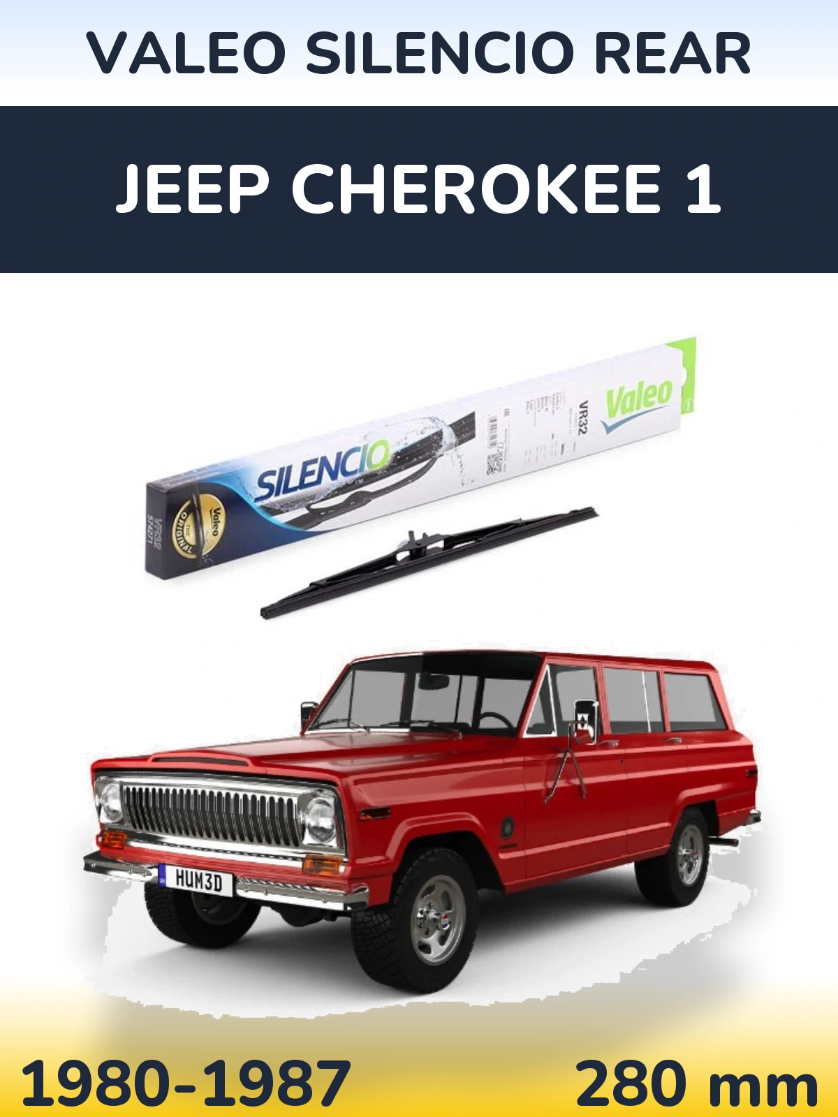 Задний дворник Valeo Silencio Rear 280 мм для Jeep Cherokee 1 1980-1987