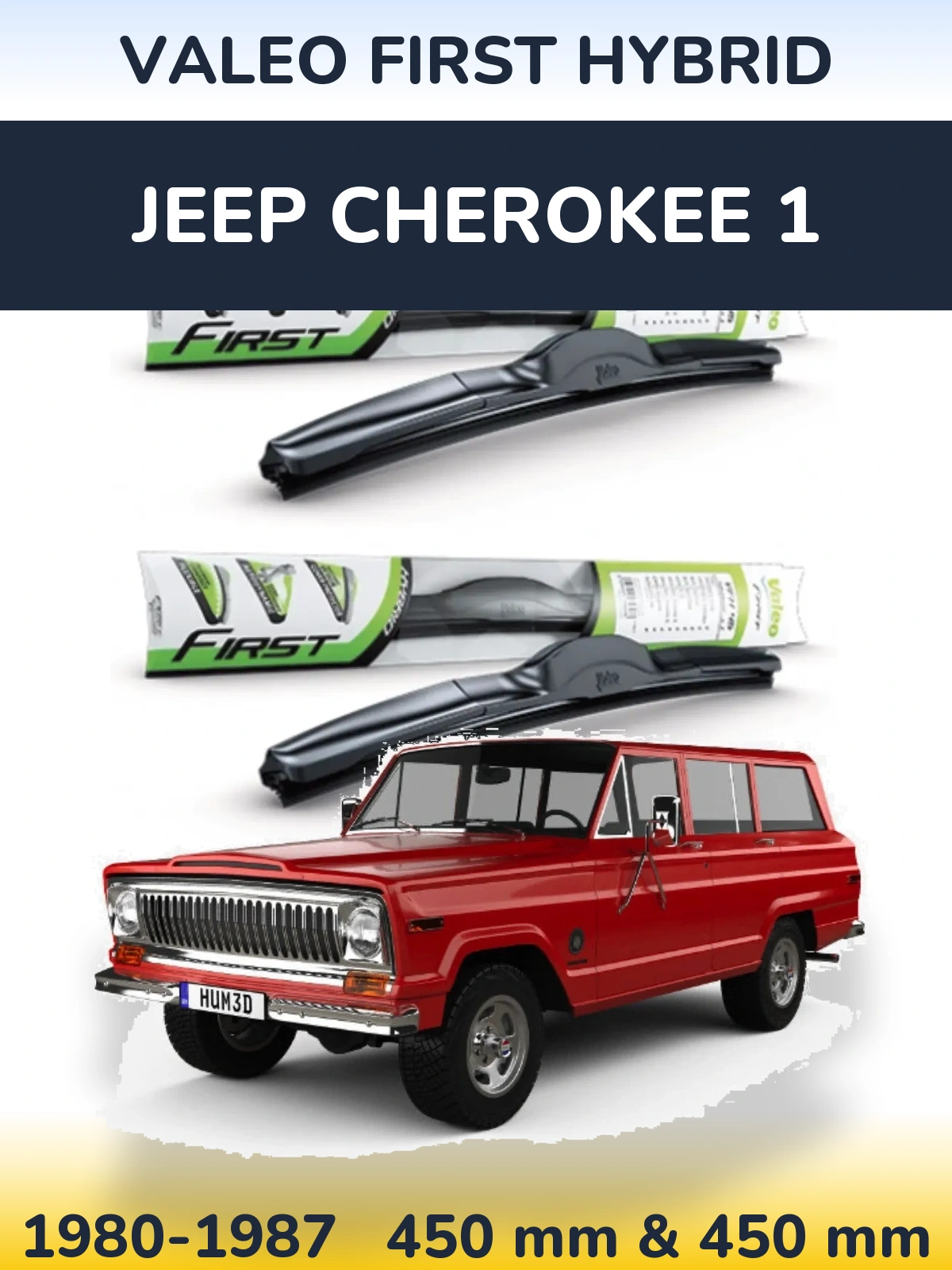 Komplet przednich wycieraczek Valeo First Hybrid 450 & 450 mm do Jeep Cherokee 1 1980-1987