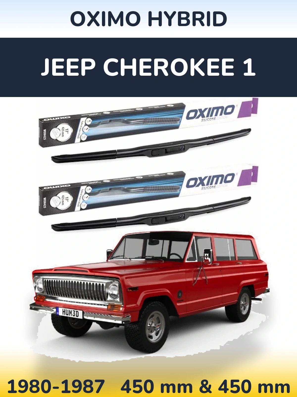 Komplet przednich wycieraczek Oximo Hybrid 450 & 450 mm do Jeep Cherokee 1 1980-1987