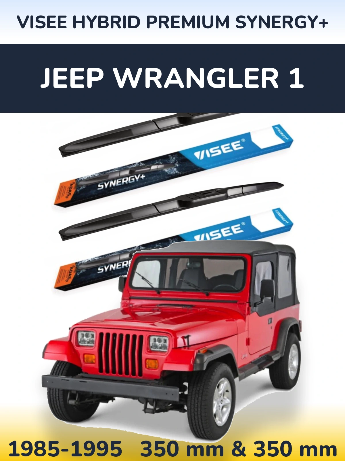 Komplet przednich wycieraczek VISEE HYBRID PREMIUM SYNERGY+ 350 & 350 mm do Jeep Wrangler 1 1985-1995