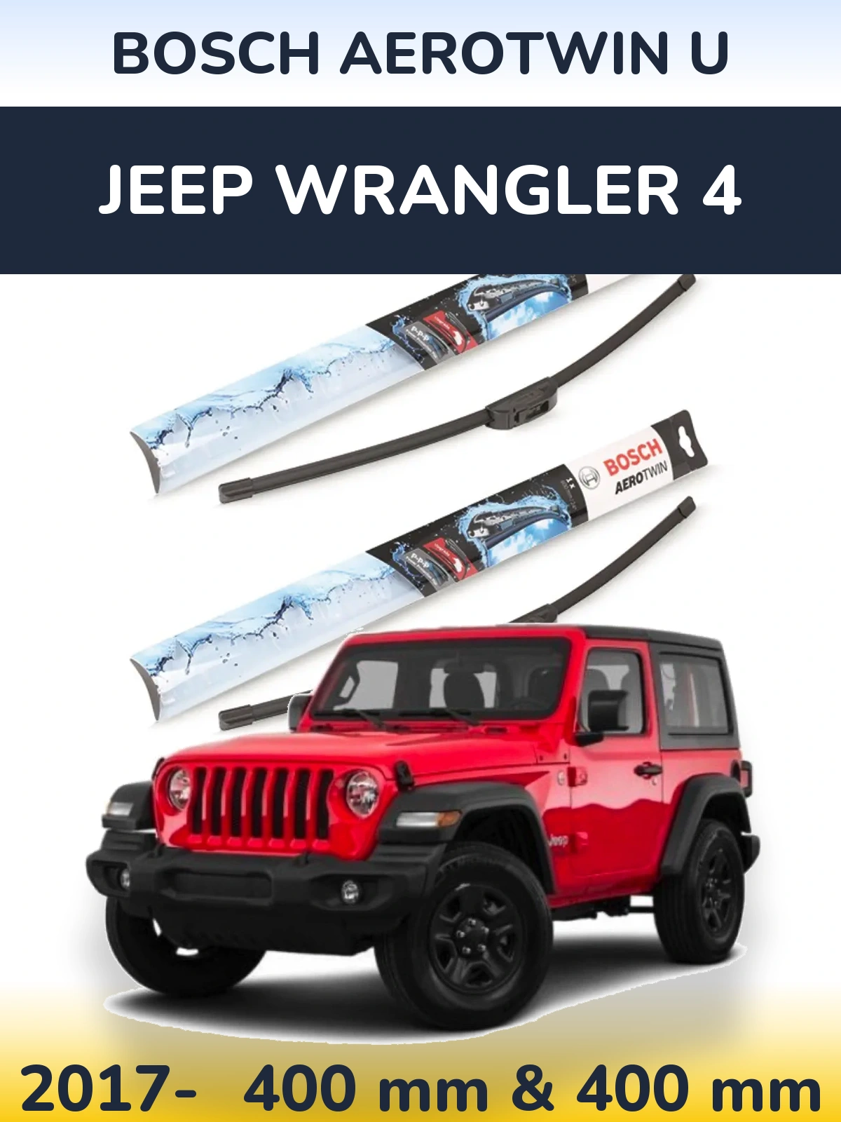 Komplet przednich wycieraczek BOSCH AeroTwin U 400 & 400 mm do Jeep Wrangler 4 2017-2026