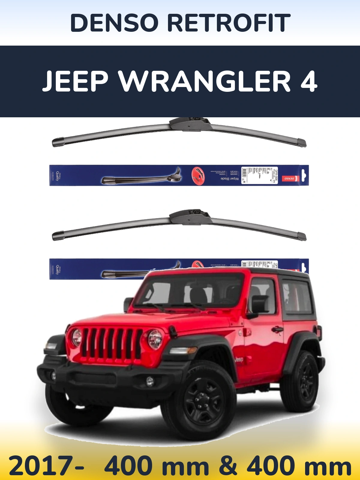 Komplet przednich wycieraczek Denso Retrofit 400 & 400 mm do Jeep Wrangler 4 2017-2026