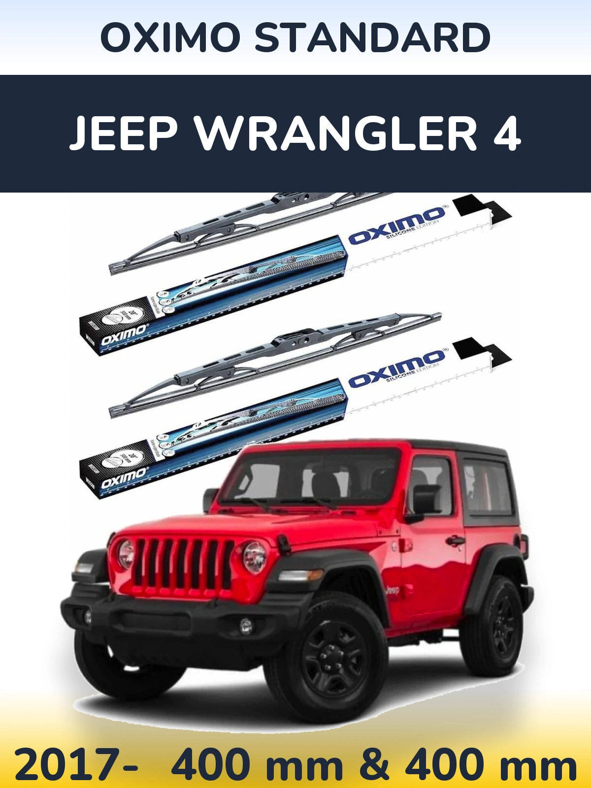 Komplet przednich wycieraczek Oximo Standard 400 & 400 mm do Jeep Wrangler 4 2017-2026