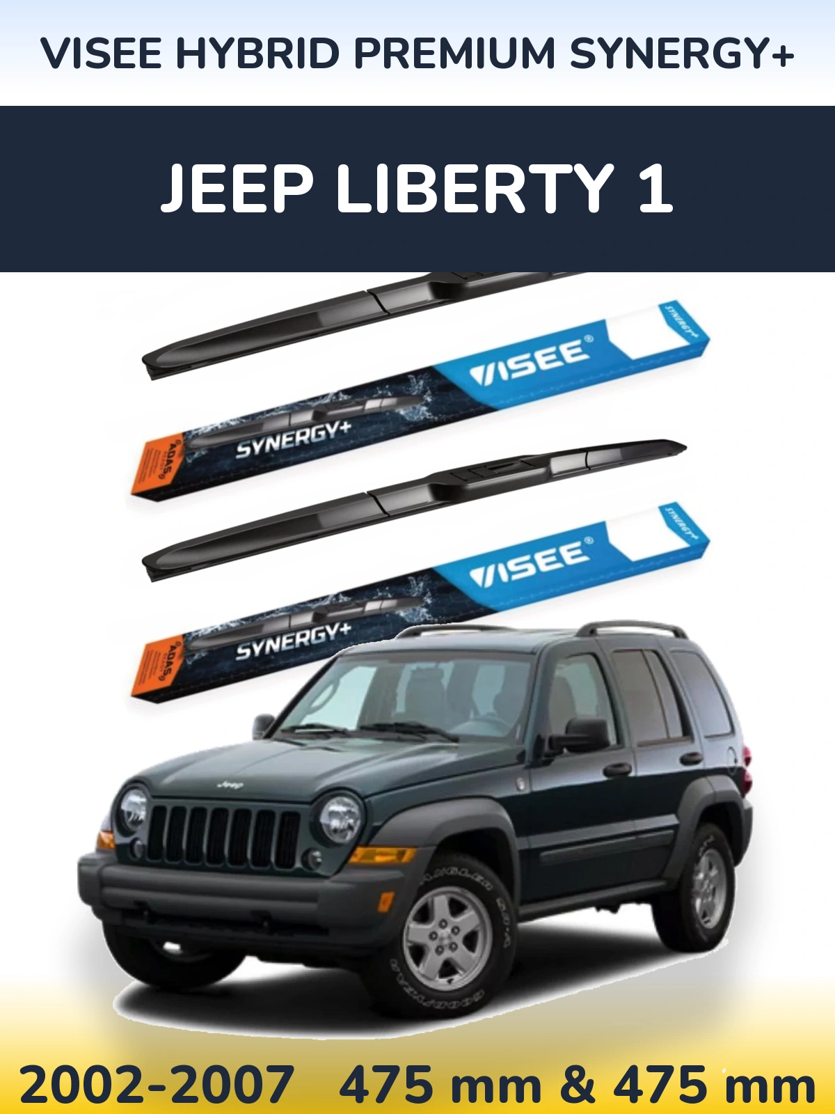 Komplet przednich wycieraczek VISEE HYBRID PREMIUM SYNERGY+ 475 & 475 mm do Jeep Liberty 1 2002-2007
