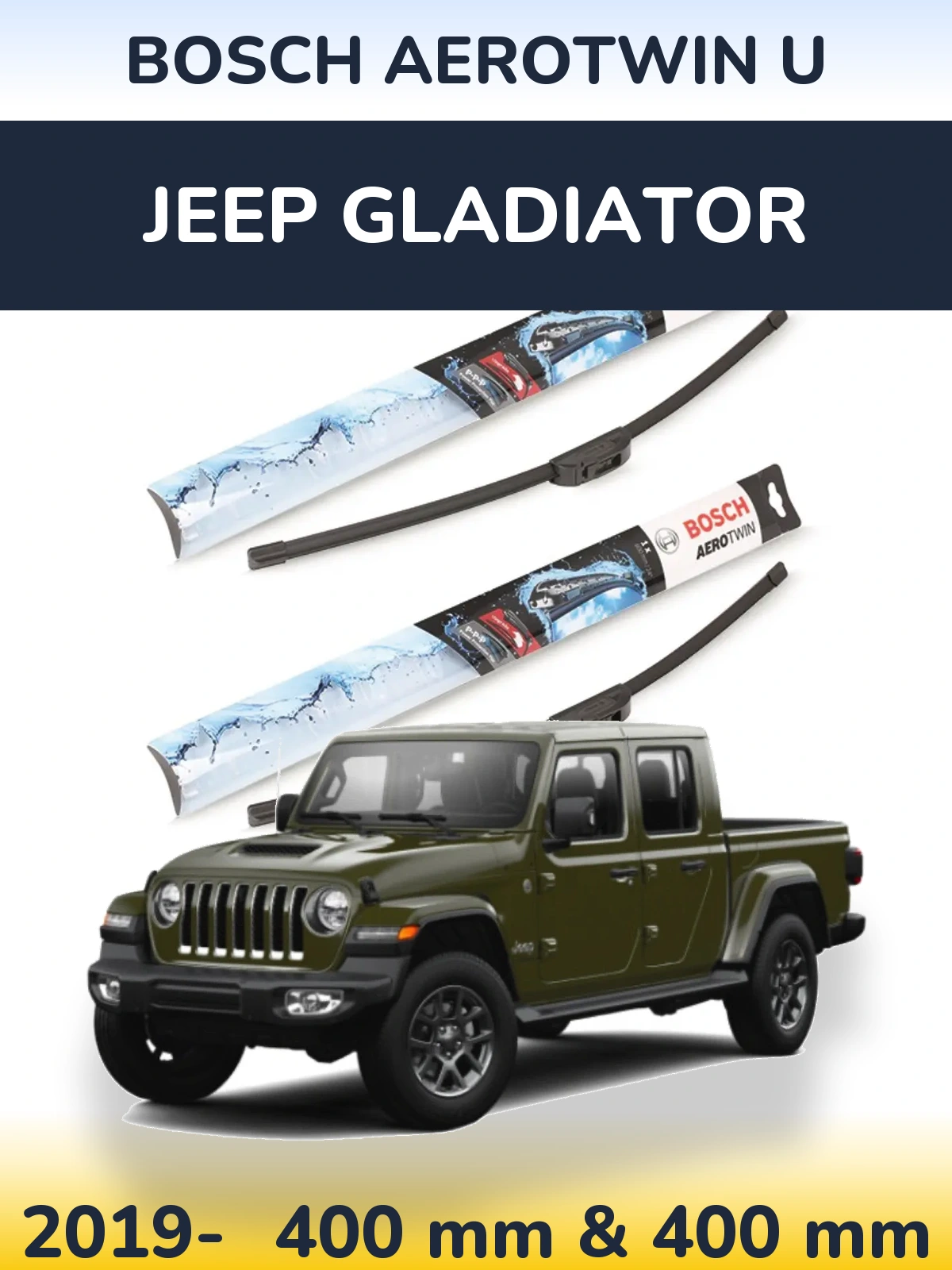 Komplet przednich wycieraczek BOSCH AeroTwin U 400 & 400 mm do Jeep Gladiator 2019-2026