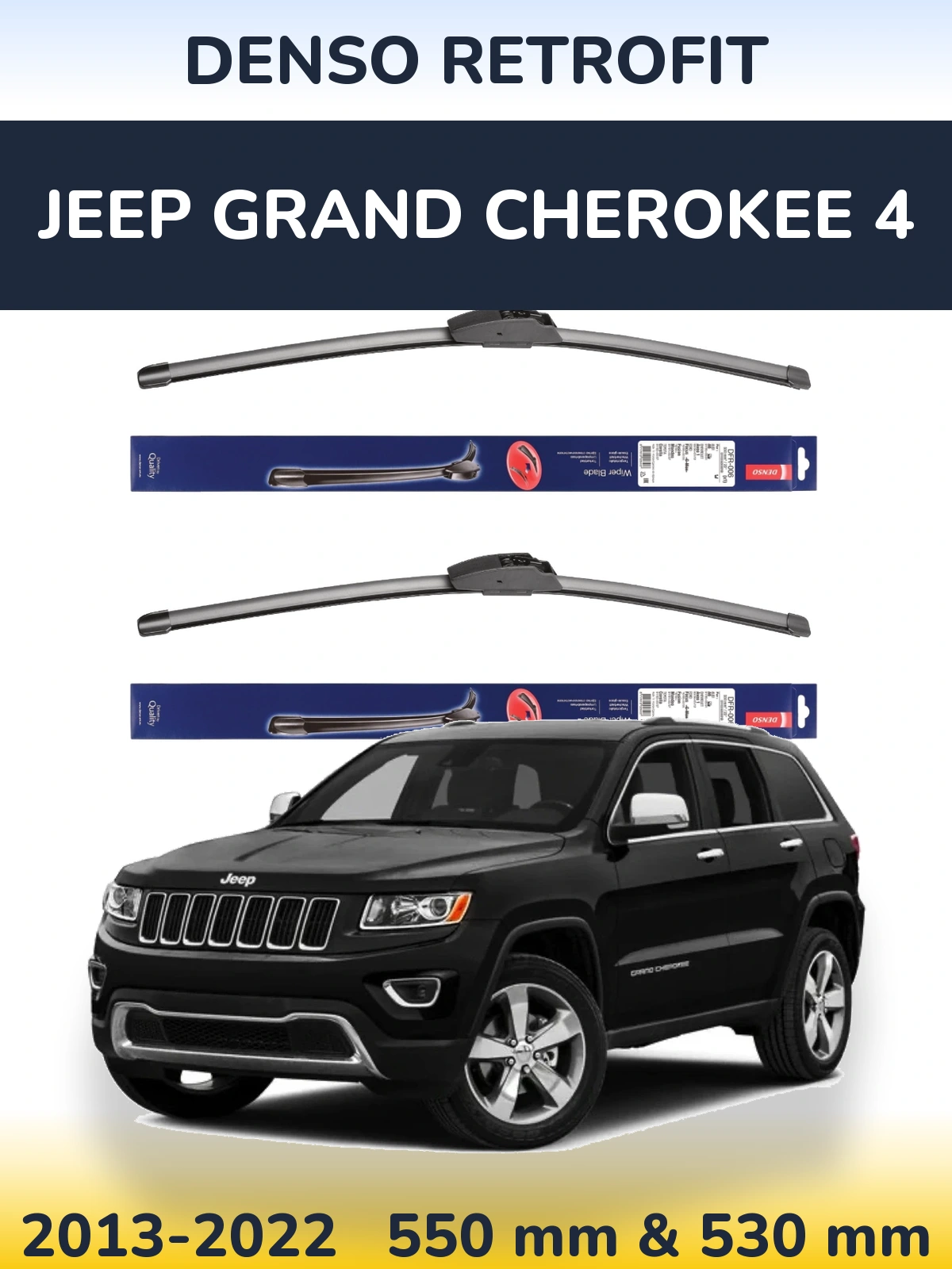 Komplet przednich wycieraczek Denso Retrofit 550 & 530 mm do Jeep Grand Cherokee 4 2013-2022