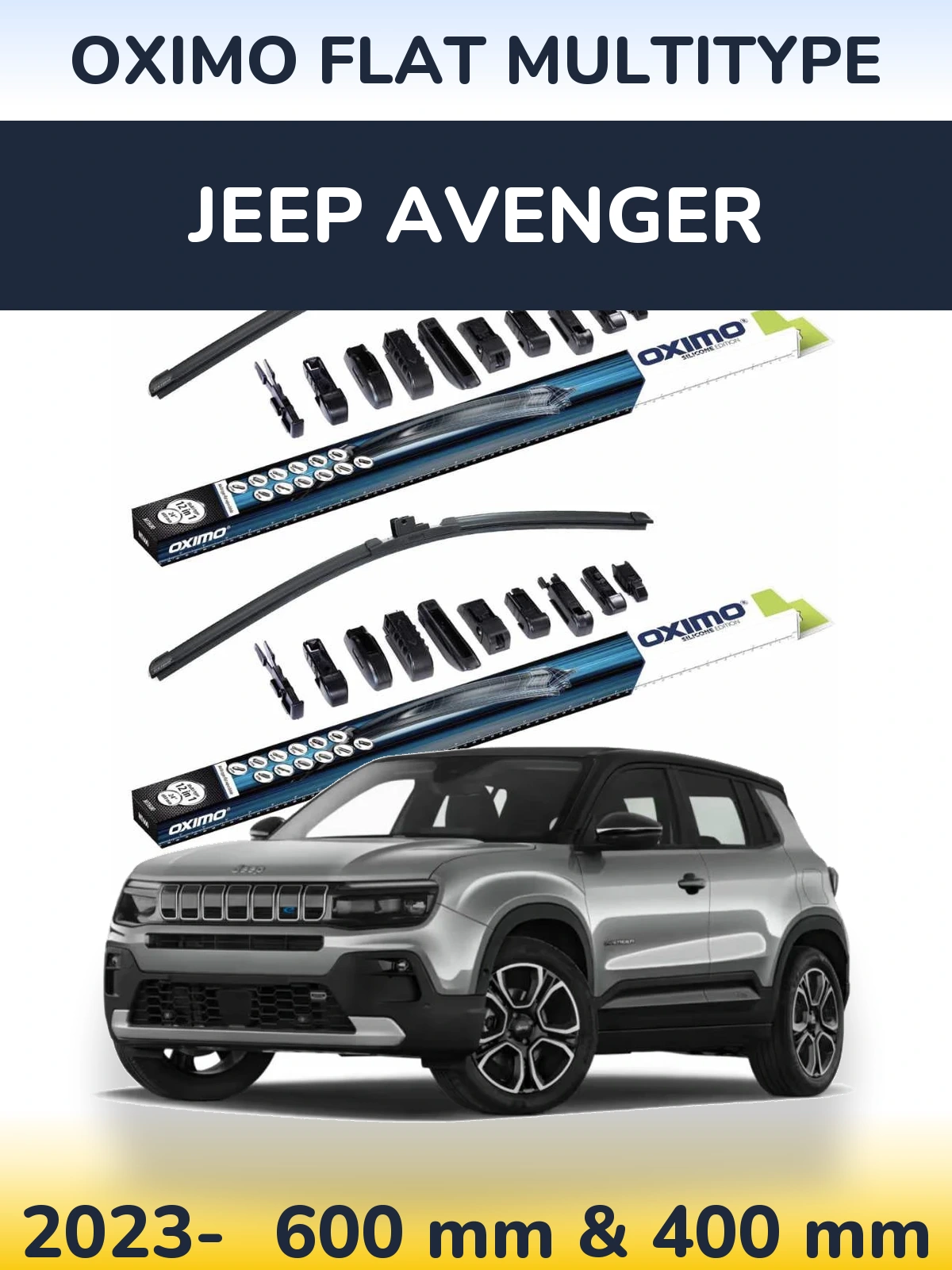 Комплект передніх щіток Oximo Flat MultiТипe 600 & 400 мм для Jeep Avenger 2023-2026