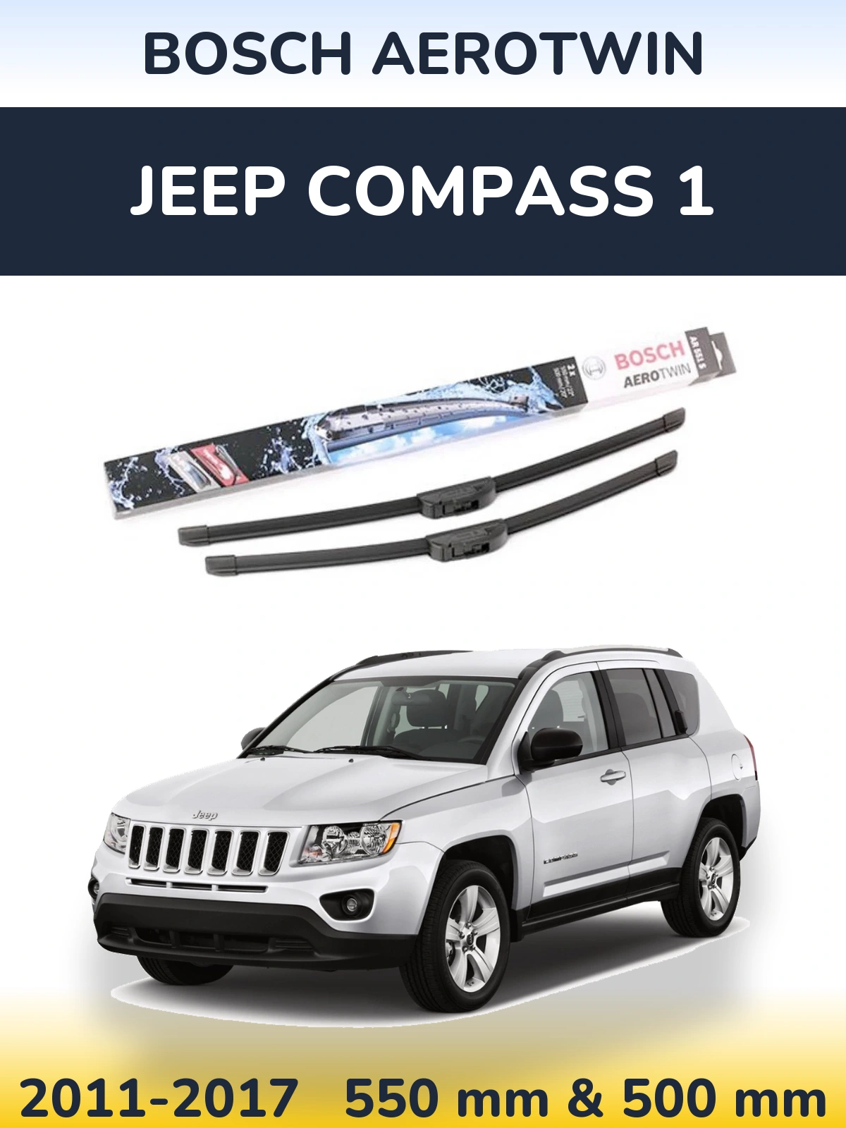 Komplet przednich wycieraczek BOSCH AeroTwin 550 & 500 mm do Jeep Compass 1 2011-2017
