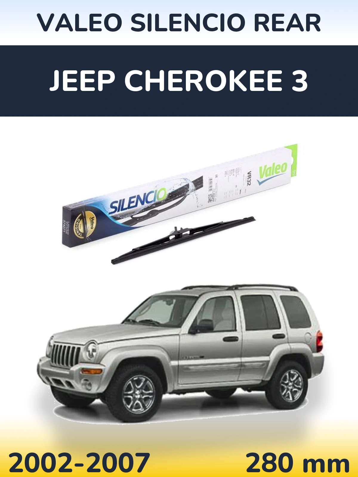 Rear wiper blade Valeo Silencio Rear 280 mm for Jeep Cherokee 3 2002-2007