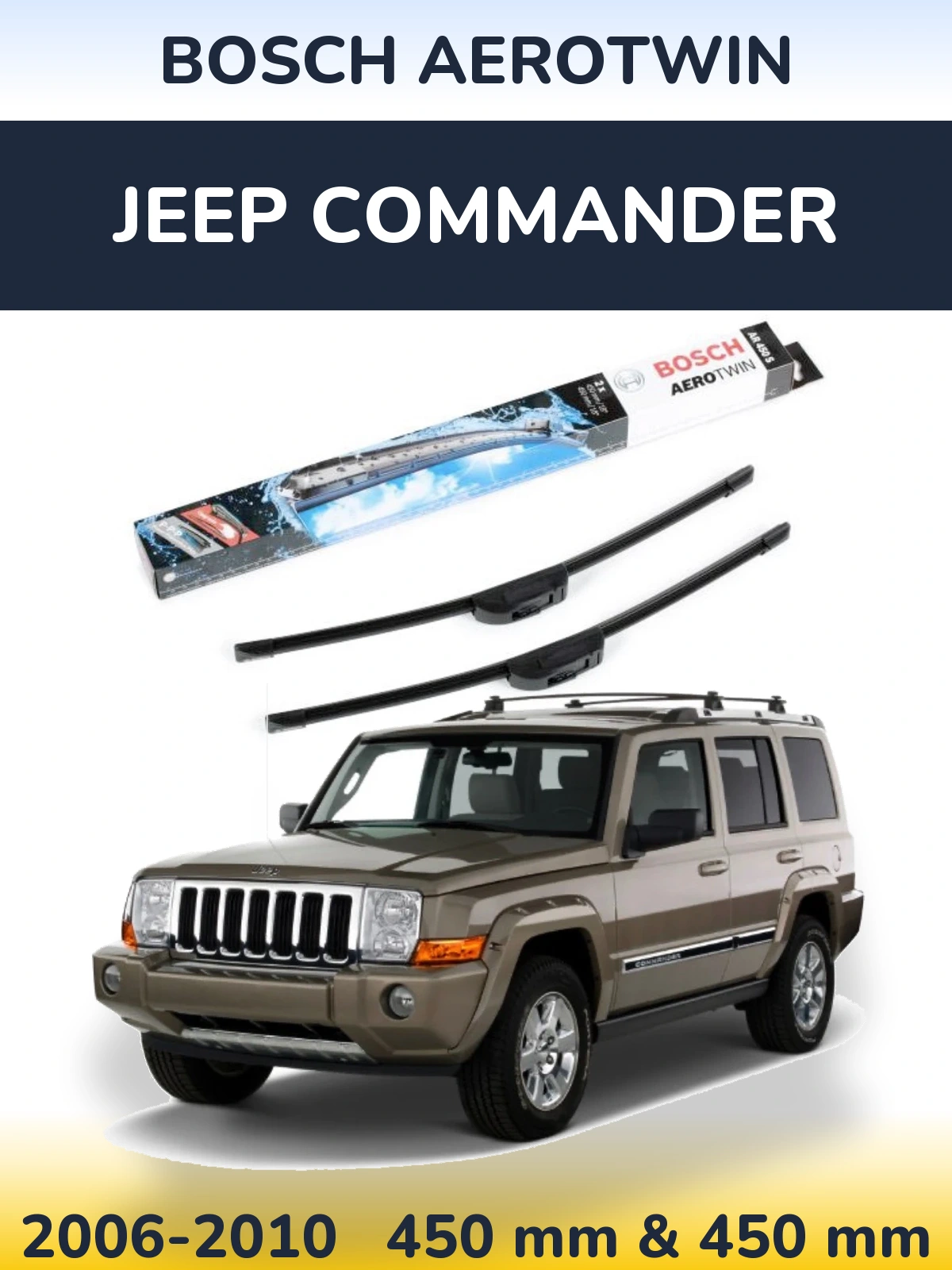 Komplet przednich wycieraczek BOSCH AeroTwin 450 & 450 mm do Jeep Commander 2006-2010