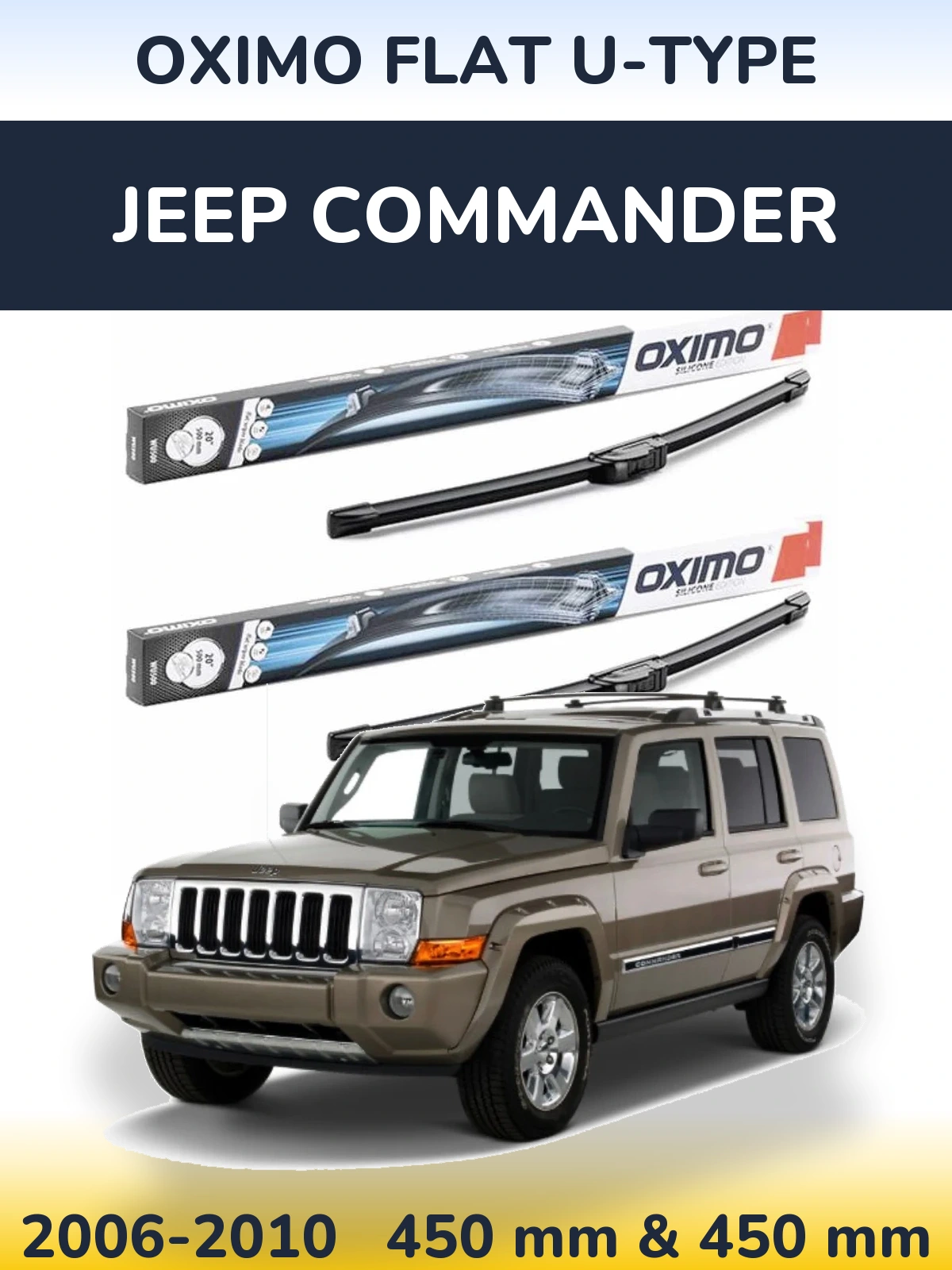 Komplet przednich wycieraczek Oximo Flat U-type 450 & 450 mm do Jeep Commander 2006-2010