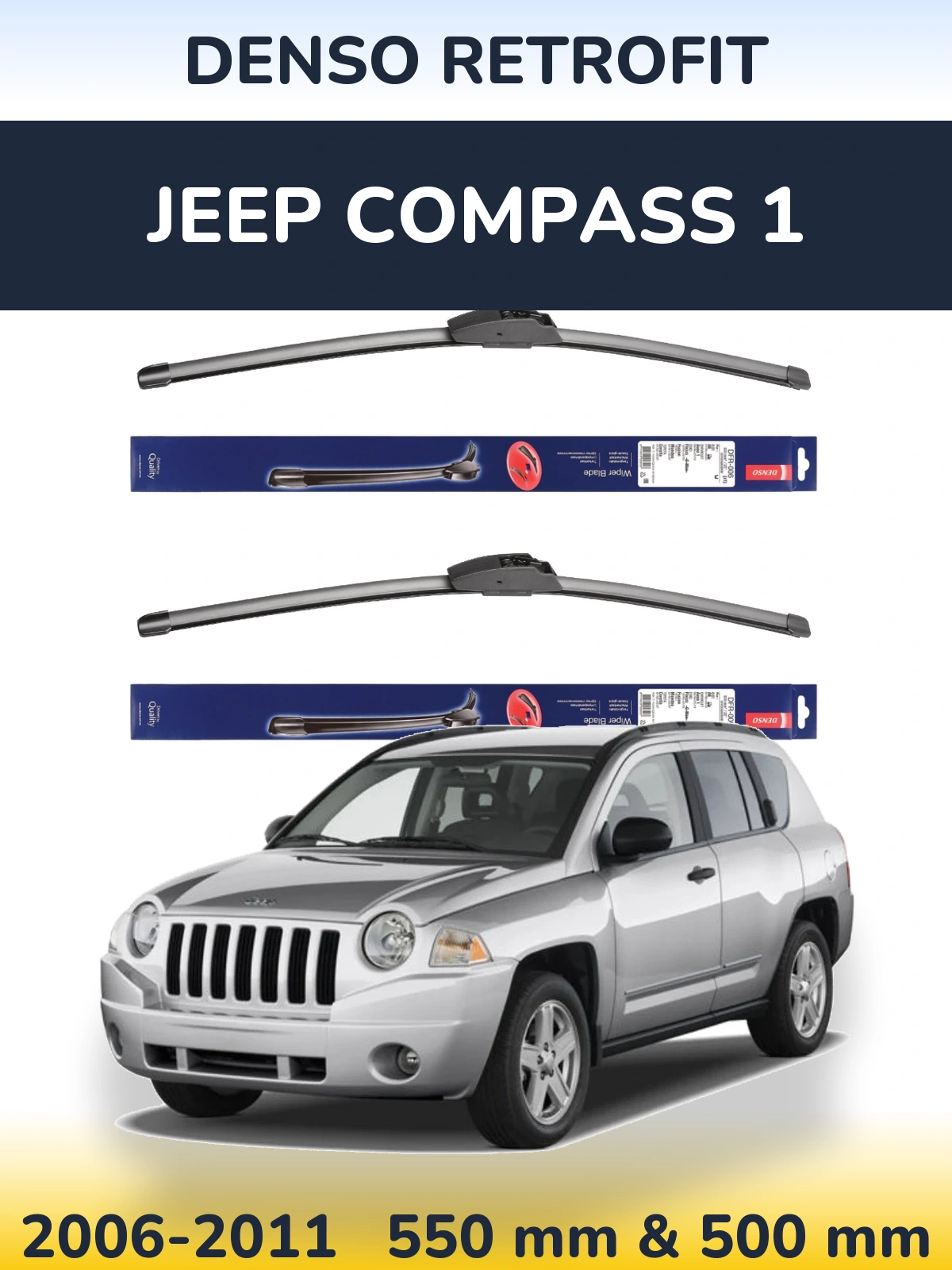 Комплект передних дворников Denso Retrofit 550 & 500 мм для Jeep Compass 1 2006-2011