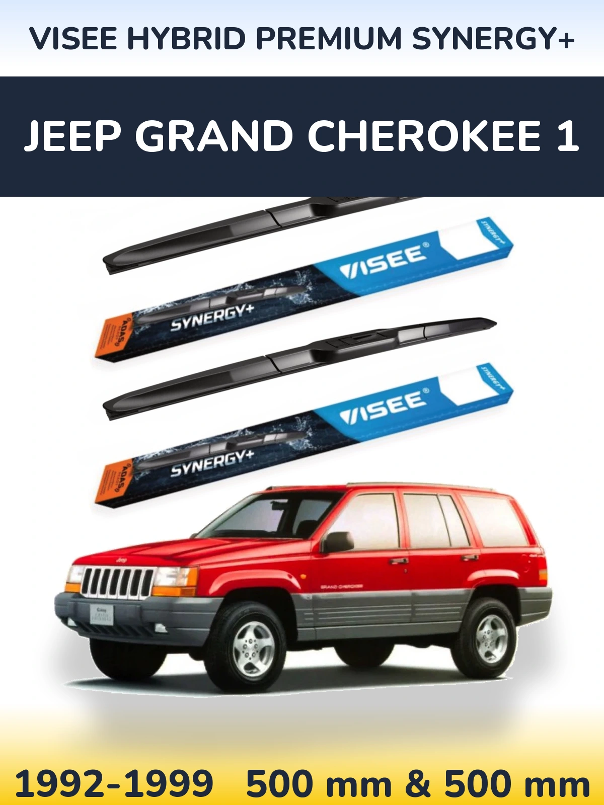 Комплект передніх щіток VISEE HYBRID PREMIUM SYNERGY+ 500 & 500 мм для Jeep Grand Cherokee 1 1992-1999
