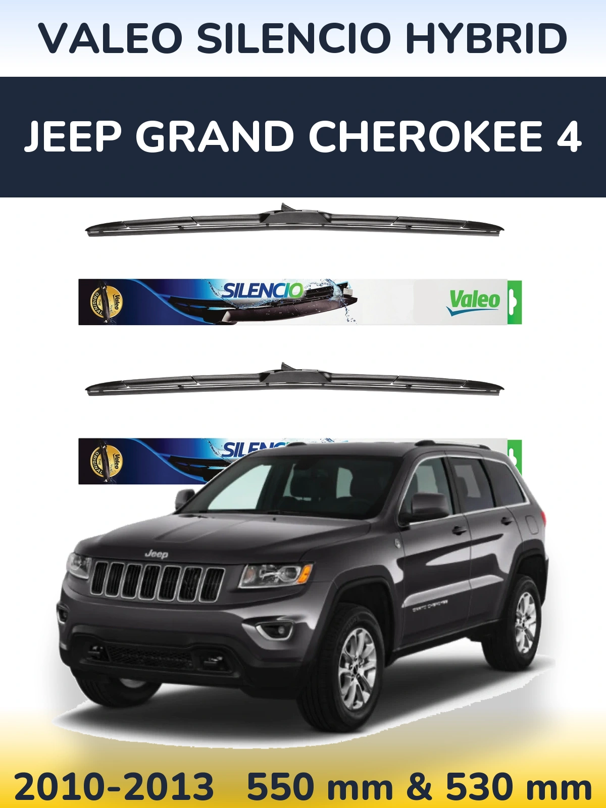 Komplet przednich wycieraczek Valeo Silencio Hybrid 550 & 530 mm do Jeep Grand Cherokee 4 2010-2013