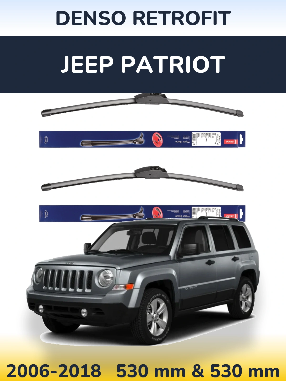 Komplet przednich wycieraczek Denso Retrofit 530 & 530 mm do Jeep Patriot 2006-2018