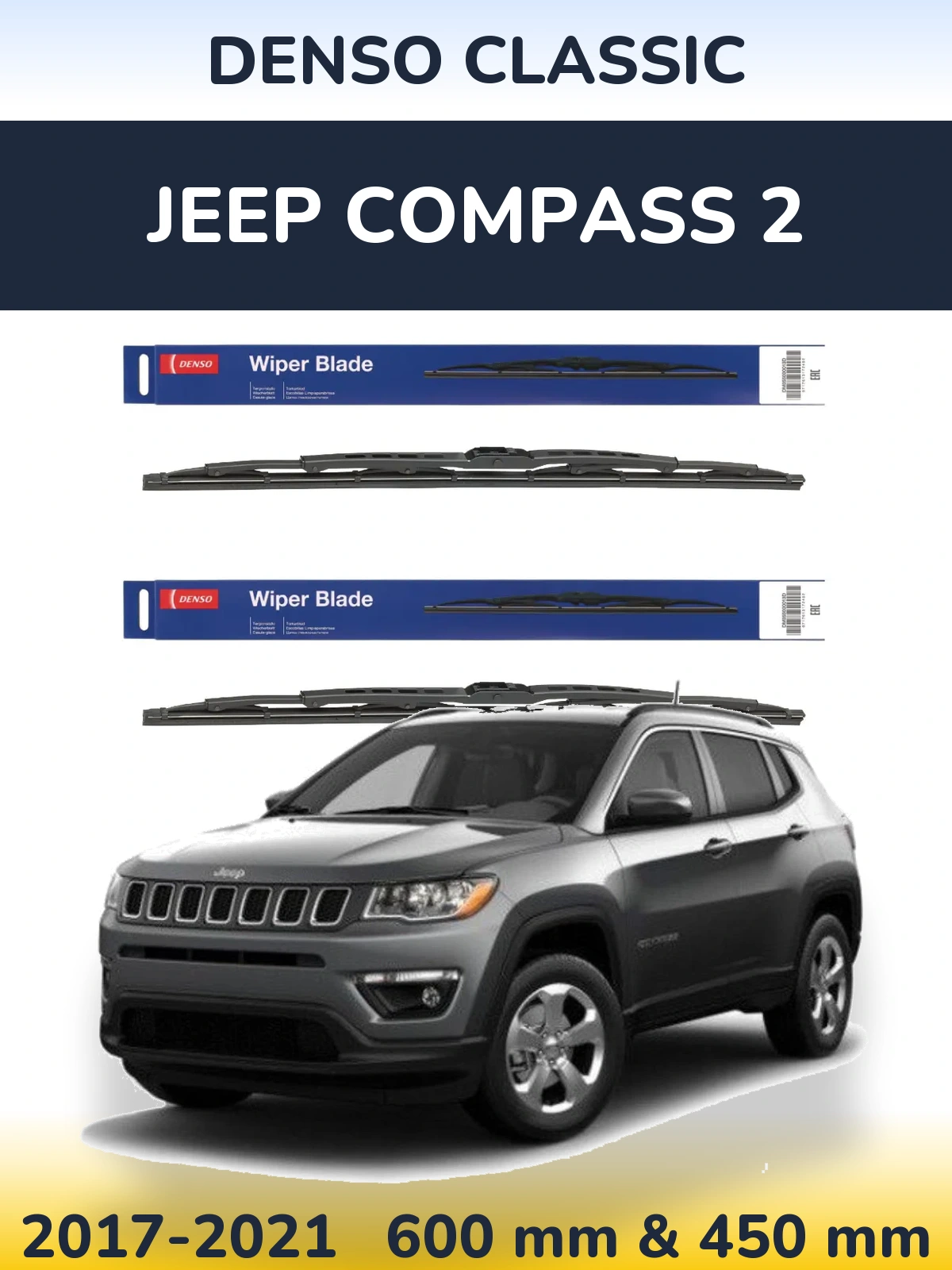 Komplet przednich wycieraczek Denso Classic 600 & 450 mm do Jeep Compass 2 2017-2021