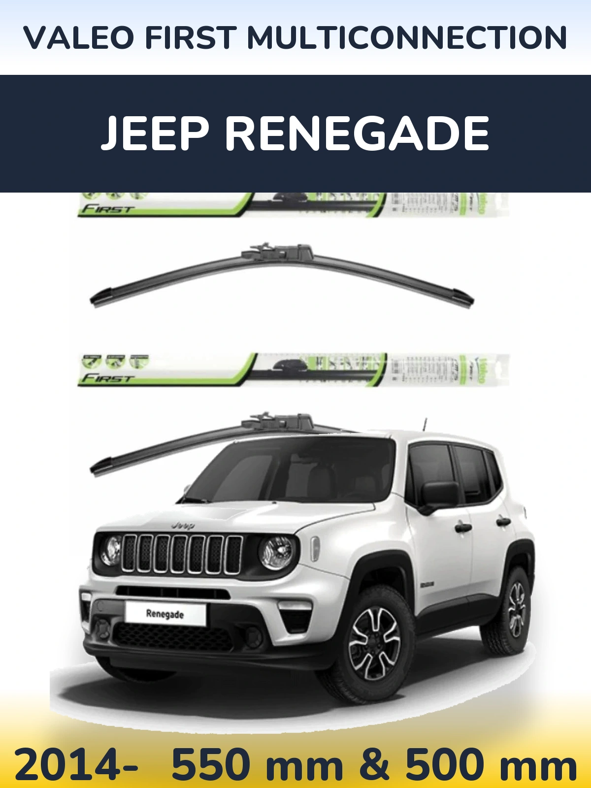 Komplet przednich wycieraczek Valeo First MultiConnection 550 & 500 mm do Jeep Renegade 2014-2026