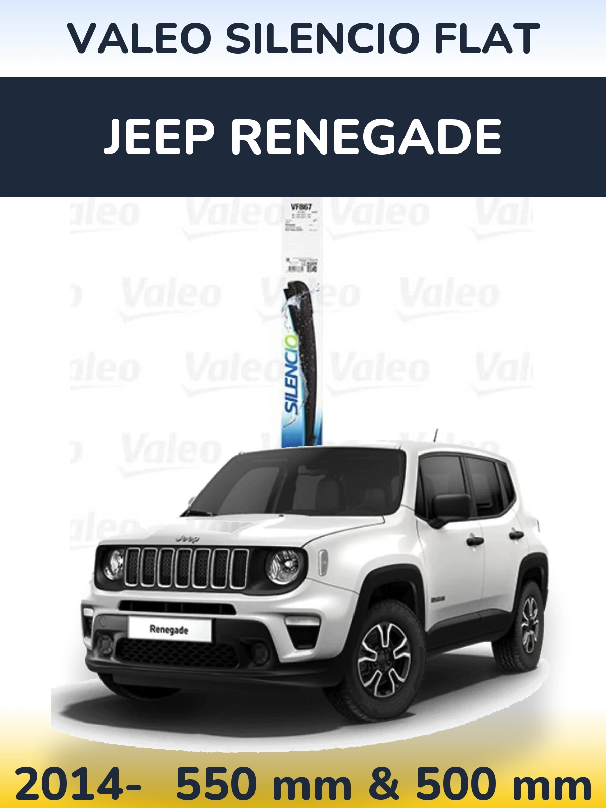Front wiper blade set Valeo Silencio Flat 550 & 475 mm for Jeep Renegade 2014-2026