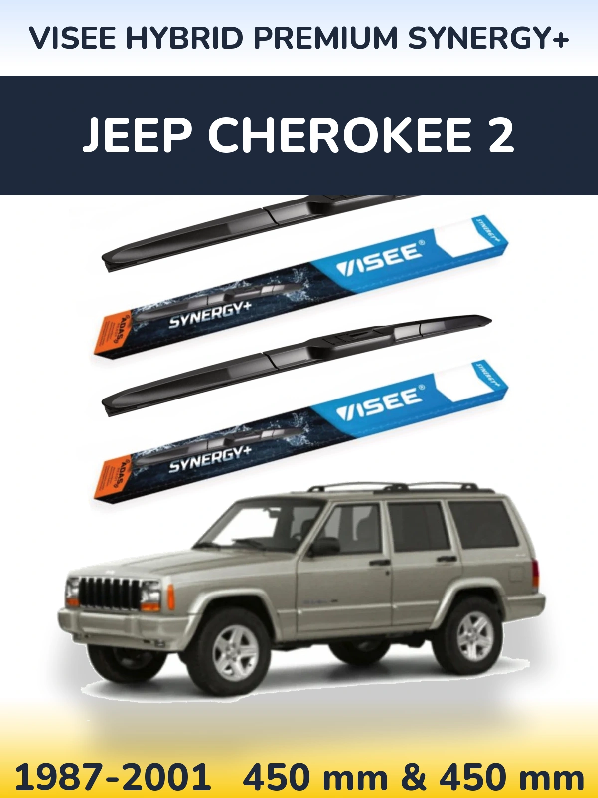 Komplet przednich wycieraczek VISEE HYBRID PREMIUM SYNERGY+ 450 & 450 mm do Jeep Cherokee 2 1987-2001