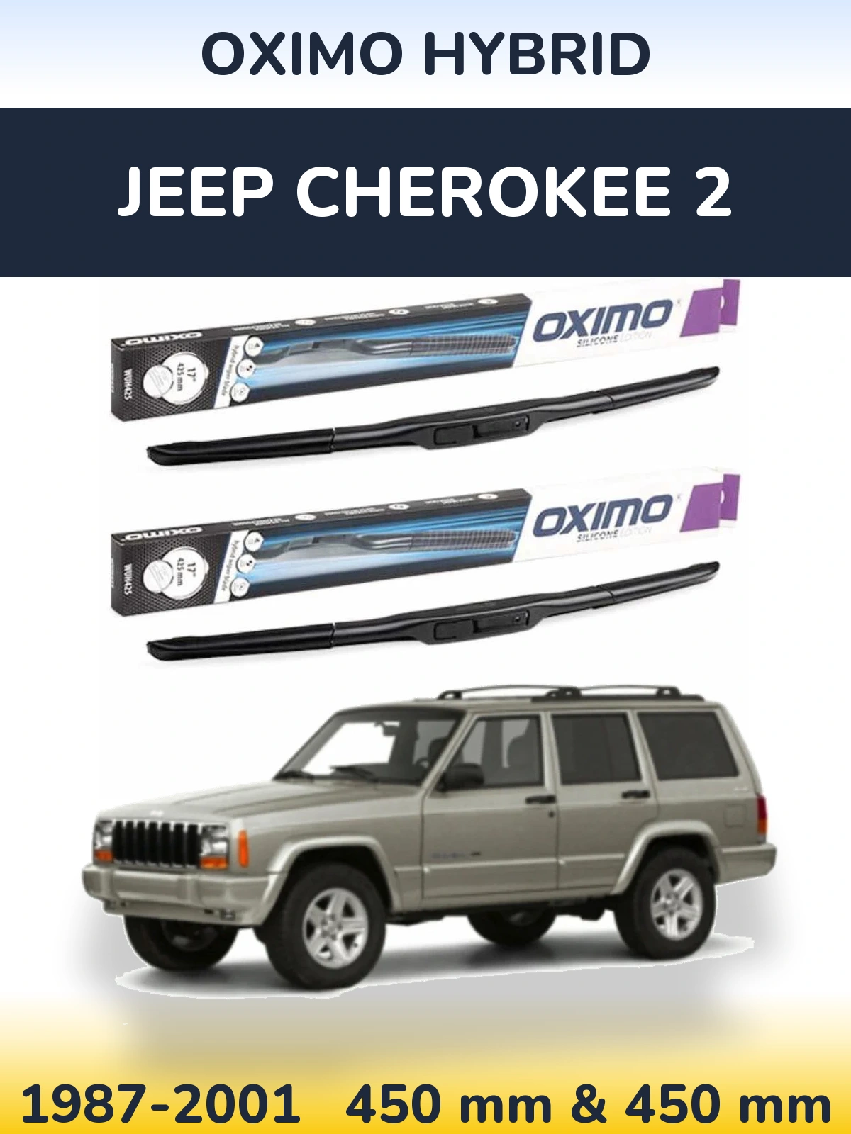 Komplet przednich wycieraczek Oximo Hybrid 450 & 450 mm do Jeep Cherokee 2 1987-2001