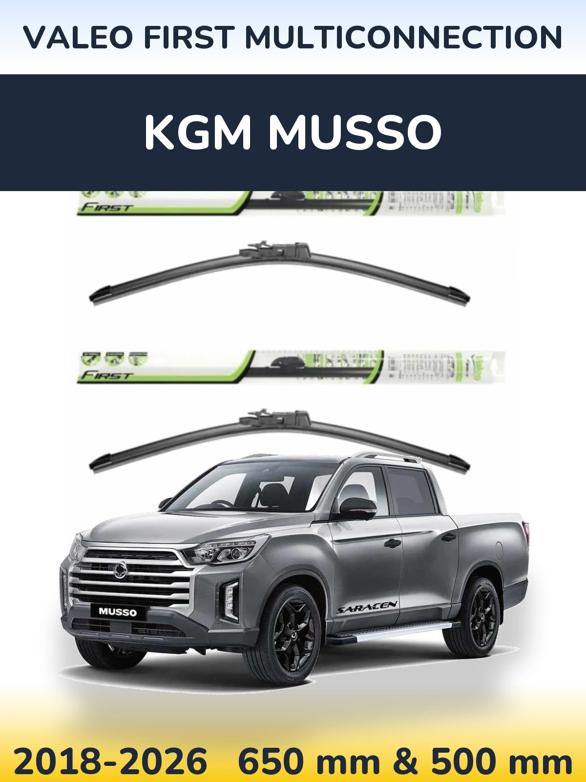 Komplet przednich wycieraczek Valeo First MultiConnection 650 & 500 mm do KGM Musso 2018-2026
