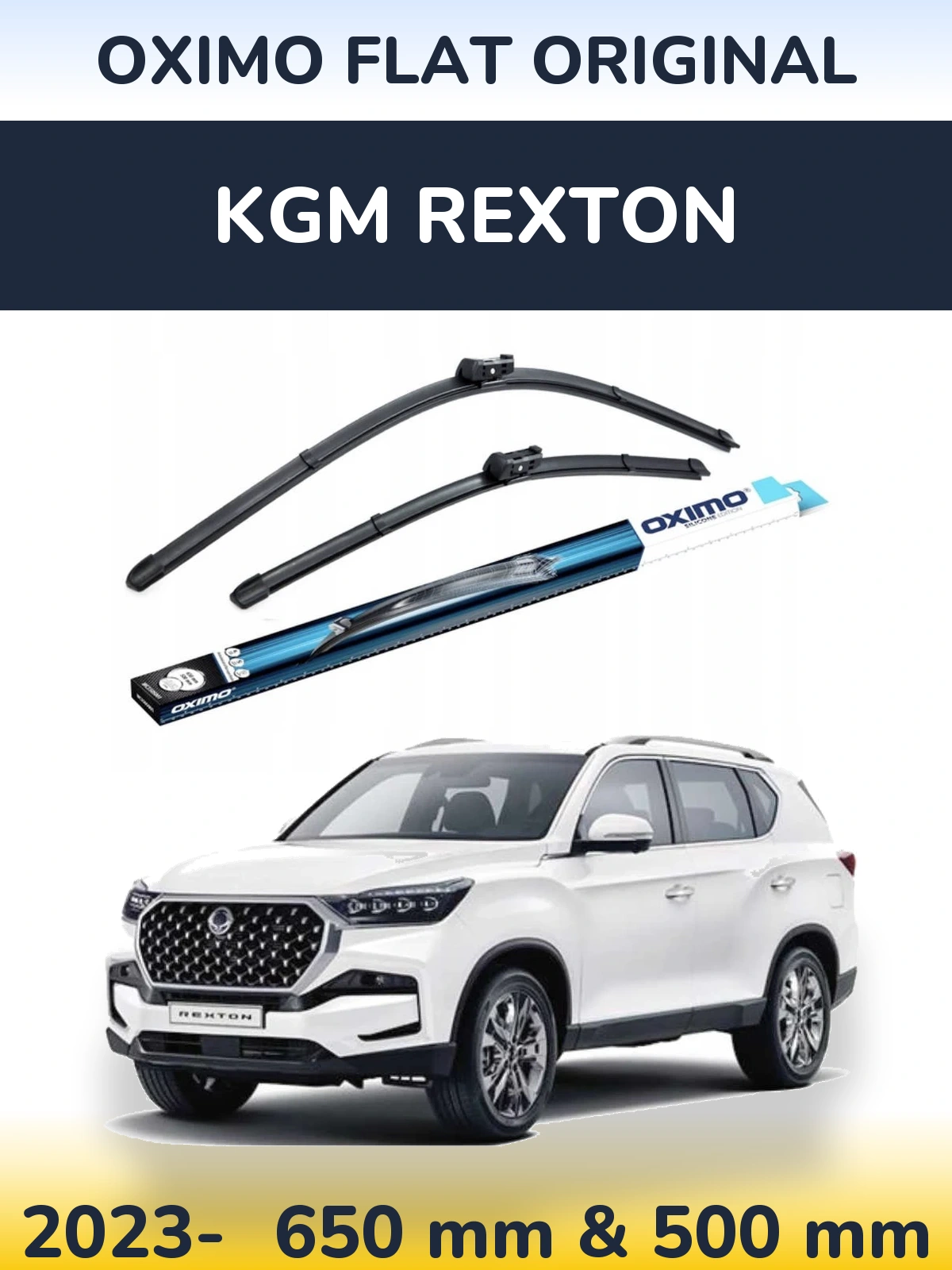 Komplet przednich wycieraczek Oximo Flat Original 650 & 500 mm do KGM Rexton 2023-2026