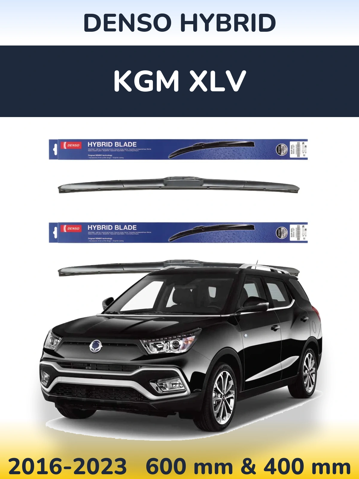 Komplet przednich wycieraczek Denso Hybrid 600 & 400 mm do KGM XLV 2016-2023