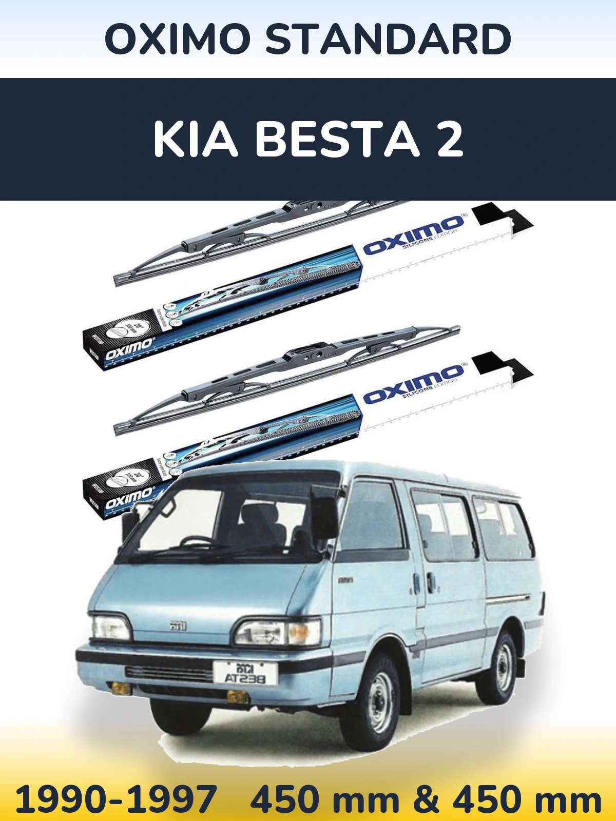 Комплект передних дворников Oximo Standard 450 & 450 мм для KIA Besta 2 1990-1997