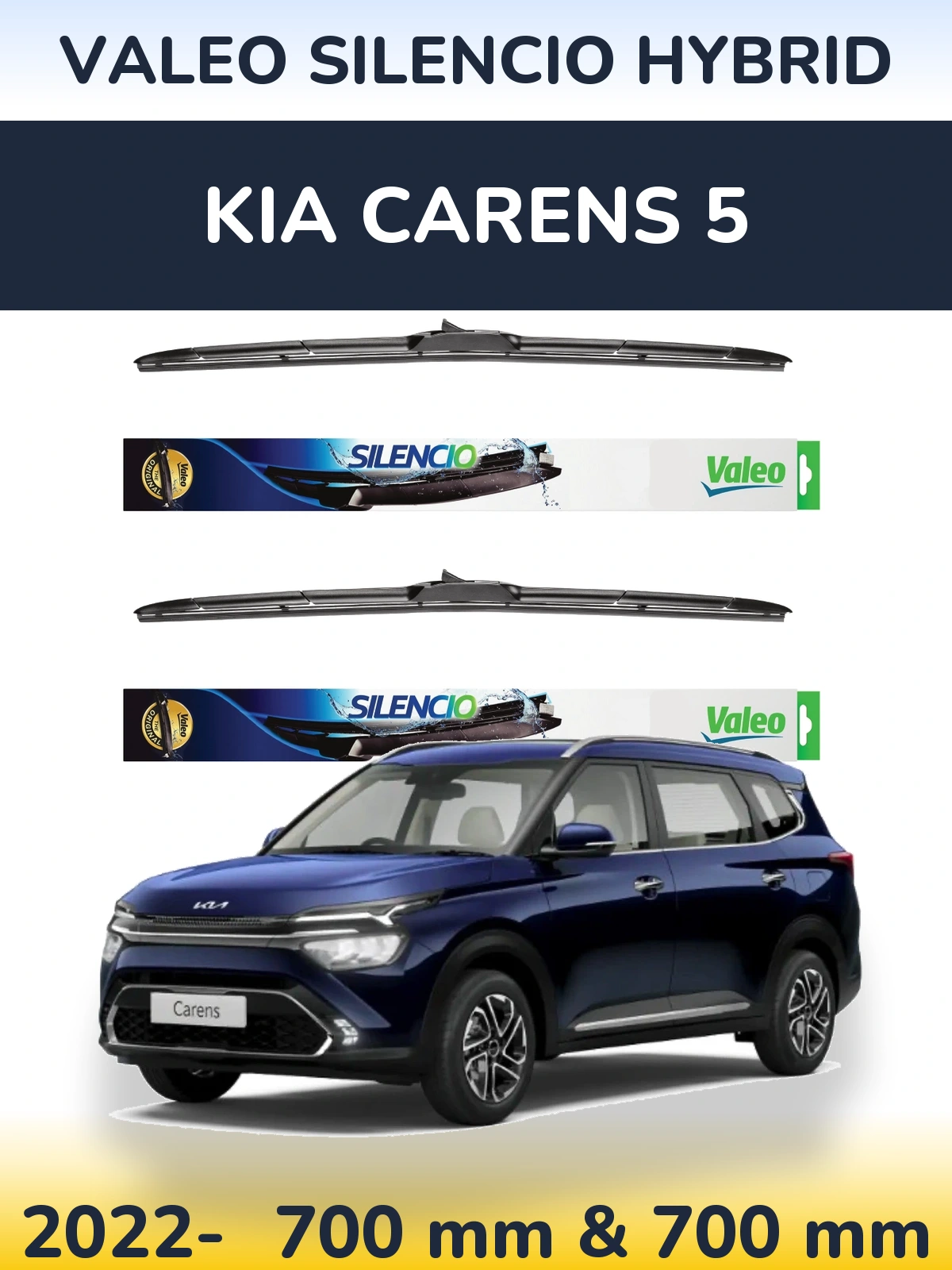 Komplet przednich wycieraczek Valeo Silencio Hybrid 700 & 700 mm do KIA Carens 5 2022-2026