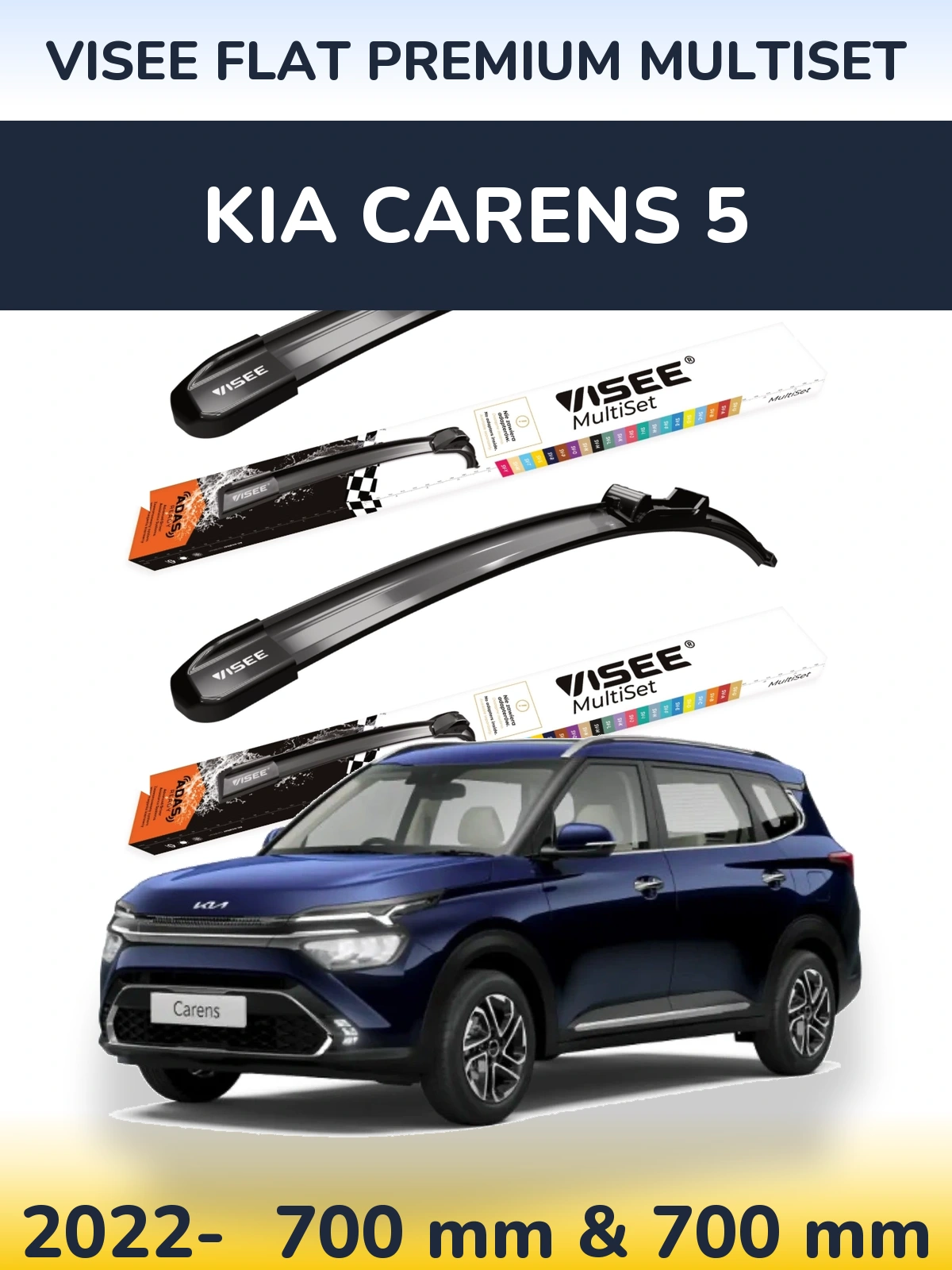 Komplet przednich wycieraczek VISEE FLAT PREMIUM MultiSet 700 & 700 mm do KIA Carens 5 2022-2026