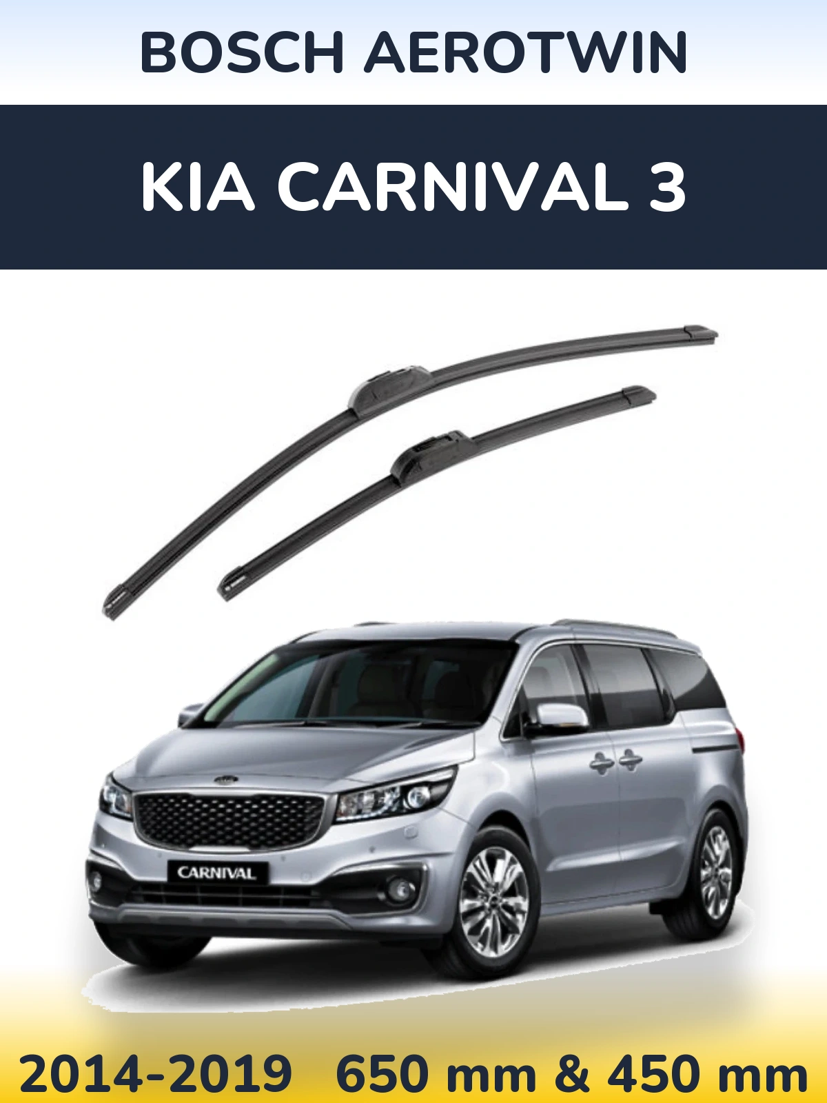 Komplet przednich wycieraczek BOSCH AeroTwin 650 & 450 mm do KIA Carnival 3 2014-2019